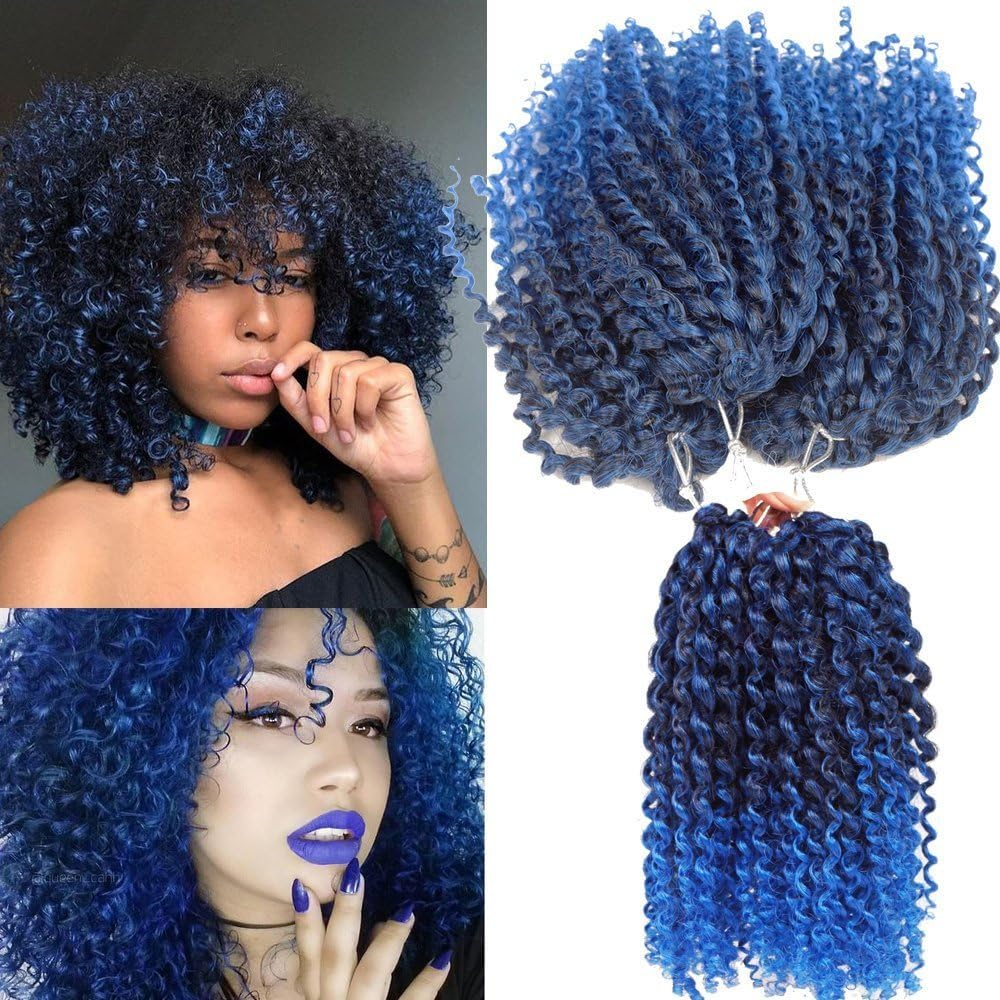 3Pcs/Pack Marley Bob Kinky Curl 8 Inch Afro Kinky Twist Hair Soft Synthetic Crochet Braiding Hair Extention (1B/27) image number 1