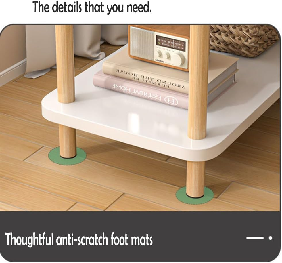 End Table, Side Table, Nightstand Bedside Table, 3-Tier Storage Shelf for Small Spaces, Bedroom, Living Room, Entryway, Farmhouse, Easy Assembly, White