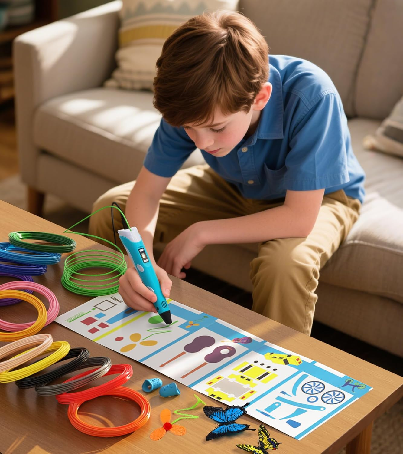 3D Pen Filament Refills 15 Colors, 16 Ft per Color Total 240 Ft 1.75 Mm Filament Compatible with SCRIB3D MYNT3D 3D Pen Comes with 2 Finger Caps & Drawing Guide Book [3D Pen NOT Include]