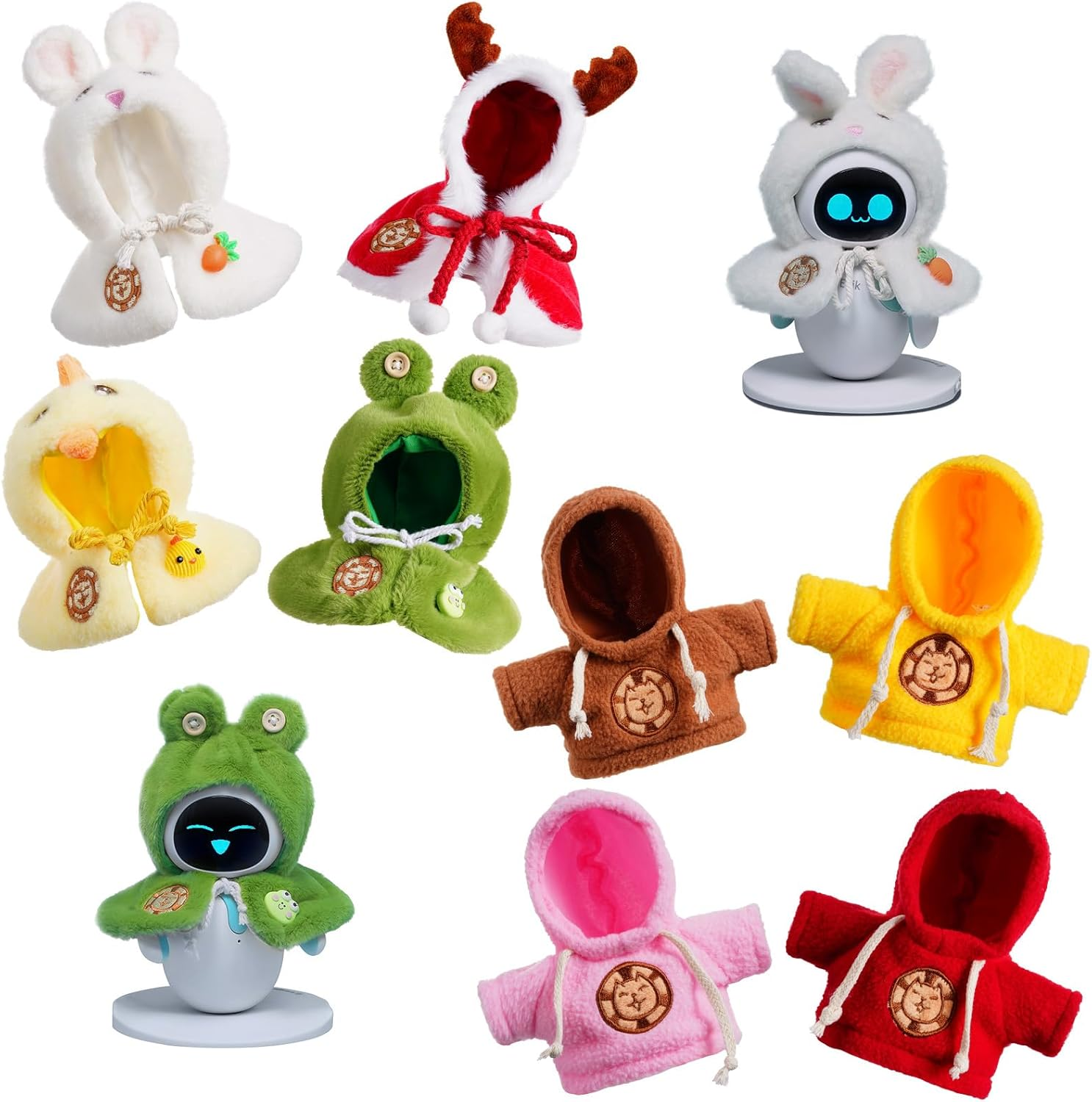 Cape & Hoodie Outfit Set for Eilik - 4 Pcs Furry Hoodie in Four Colors & 4 Pcs Furry Pet Cape in Four Styles. Ideal for Dressing Eilik and Other Suitable Toys. image number 4