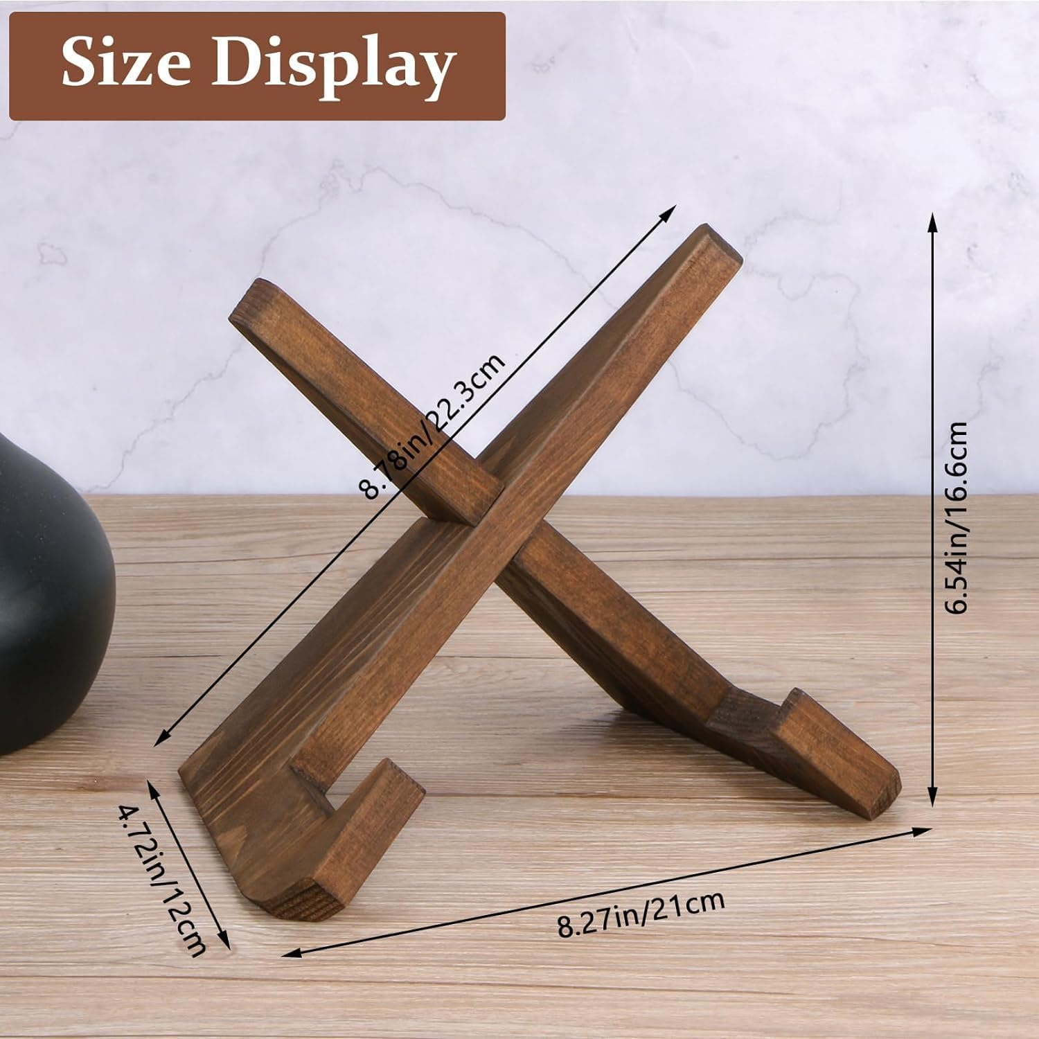 Wood Cookbook Stand,Wooden Recipe Book Holder for Kitchen Counter,Multi-Functional Display Holder for Modern and Traditional Kitchen Decor for Recipe Book,Ipad,Craft Objects,House Decor image number 5