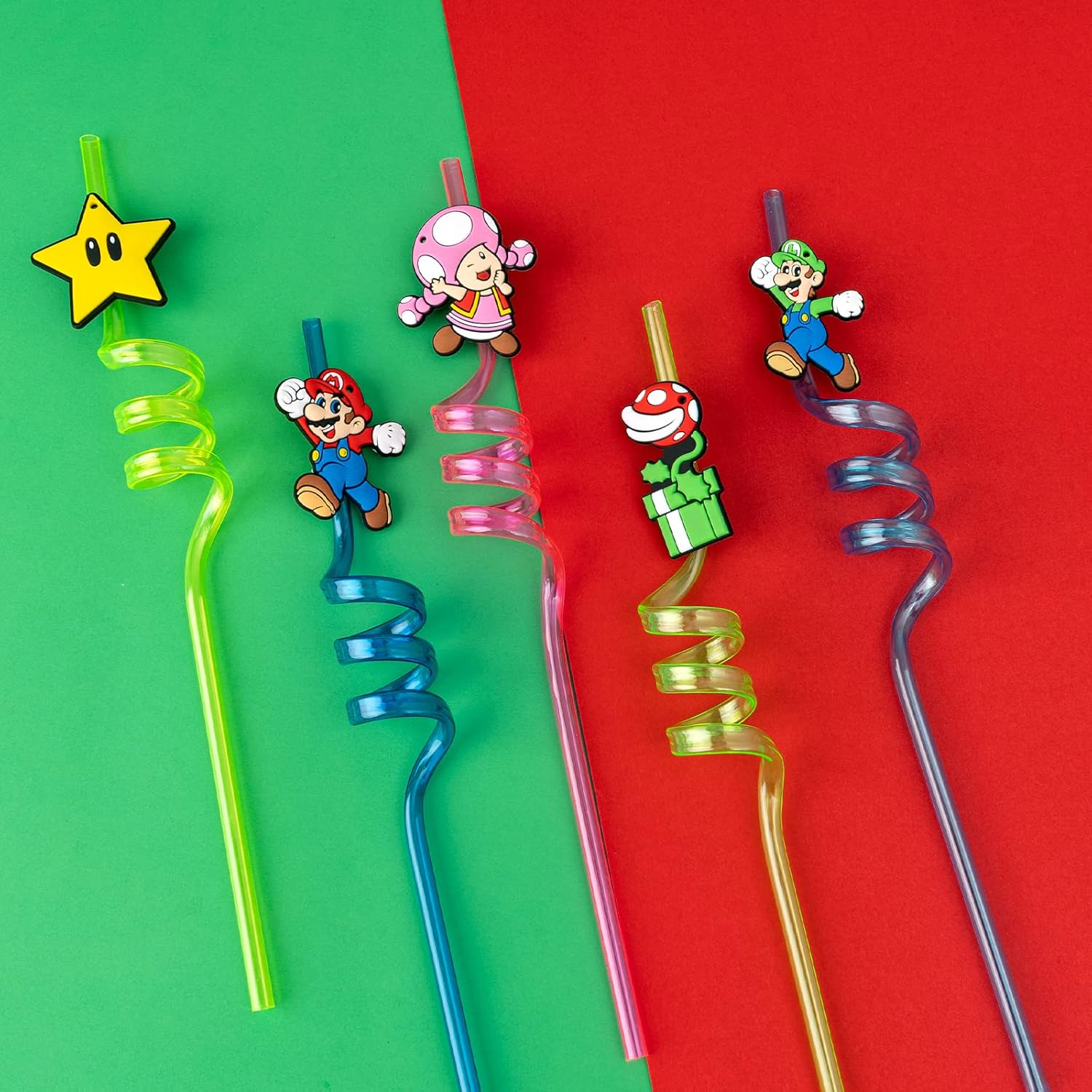 24Pcs Birthday Party Supplies Reusable Drinking Straws,8 Designs Party Favors with 2 Cleaning Brushes,Best for Your Kid&rsquo;S Party image number 6