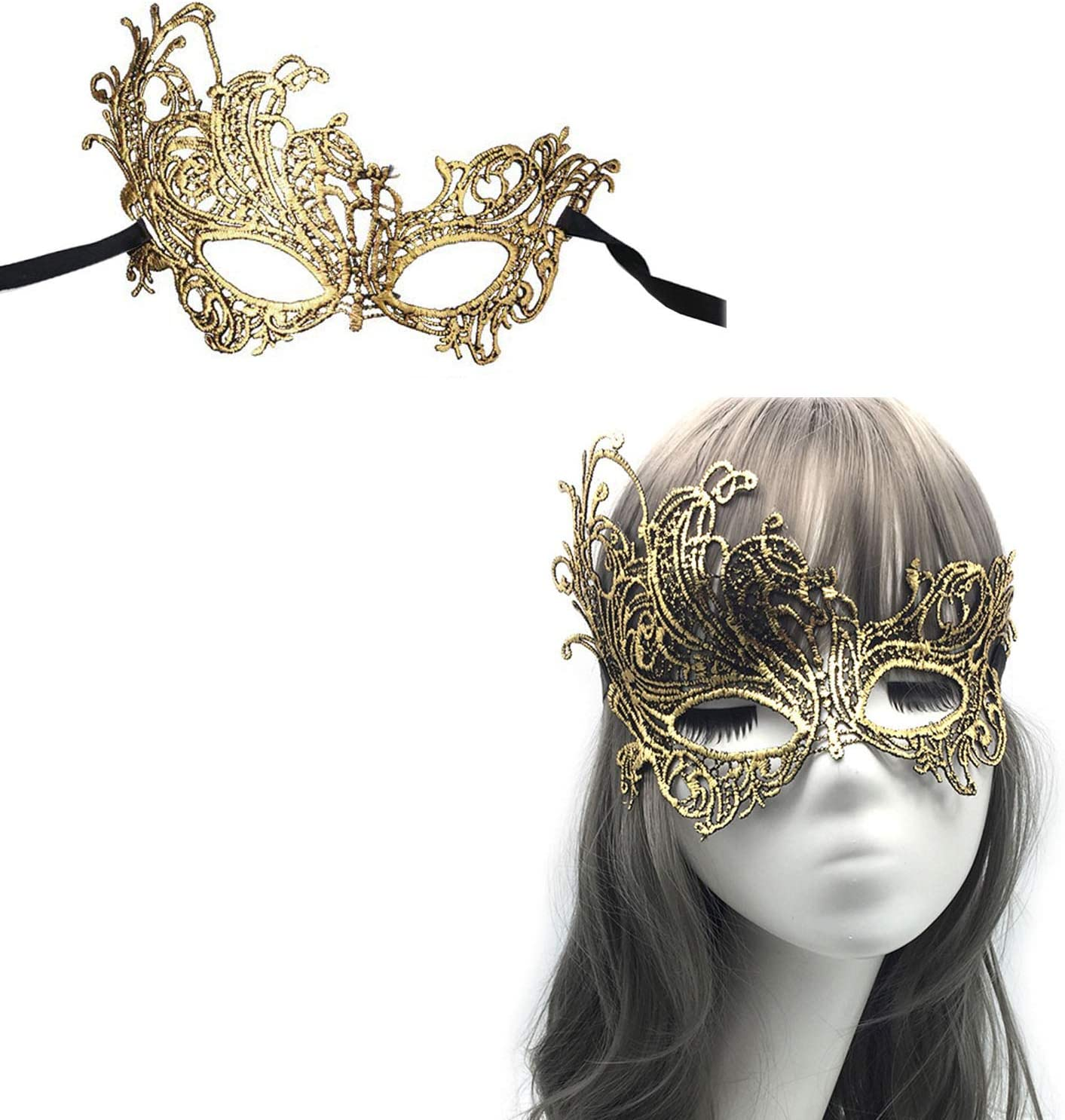 Imapo Masquerade Mask for Women 4 Pack, Girl'S Sexy Lace Venetian Style Eye Masks for Cosplay Mardi Gras Halloween Party Costume Ball - 4 Color image number 5