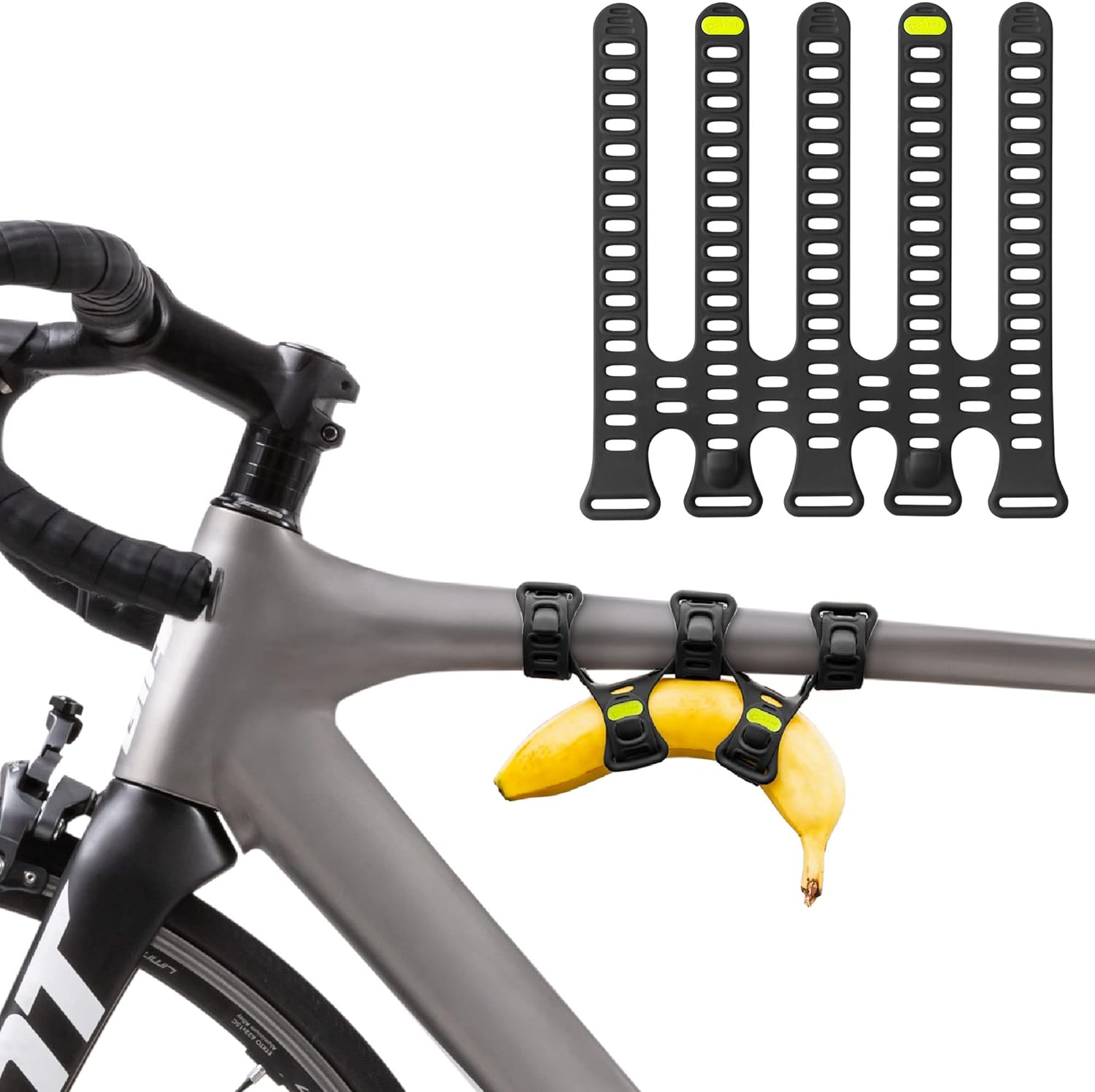 BONE Universal Top Tube Handlebar Holder for Waterbottle, Raincoat, Music Speaker - Cycling Accessories for Mountain Road Bike, Camping - Fits Diameters 22-88Mm - Bike Strap Plus image number 2