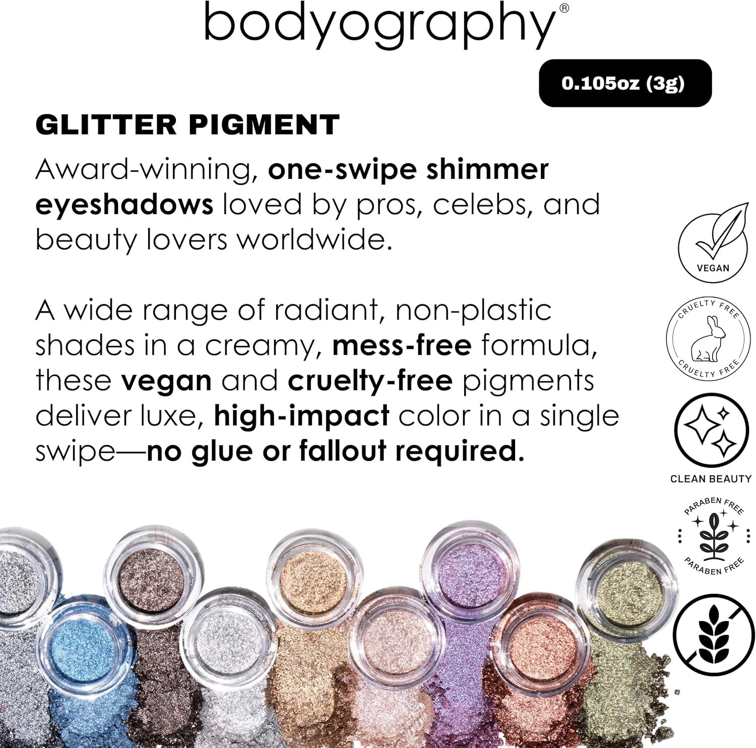 Bodyography Glitter Pigment Eye Shadow, Halo (Silver Diamond), - Sparkler image number 3