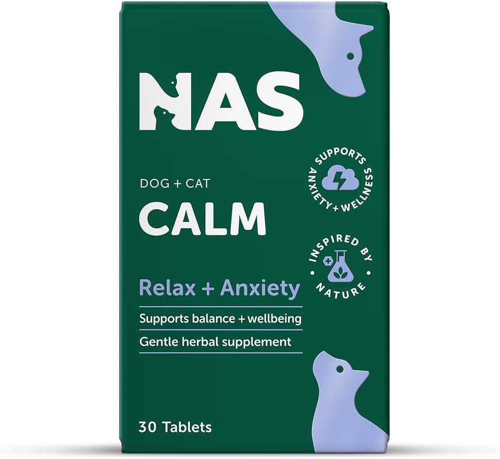 Natural Animal Solutions Calming Chewable Tablets for Dogs Anxiety Support. Dog Calming Tablets, Help Manage Stress, Promote Relaxation and Support Anxiety Relief for Dogs, 30 Count