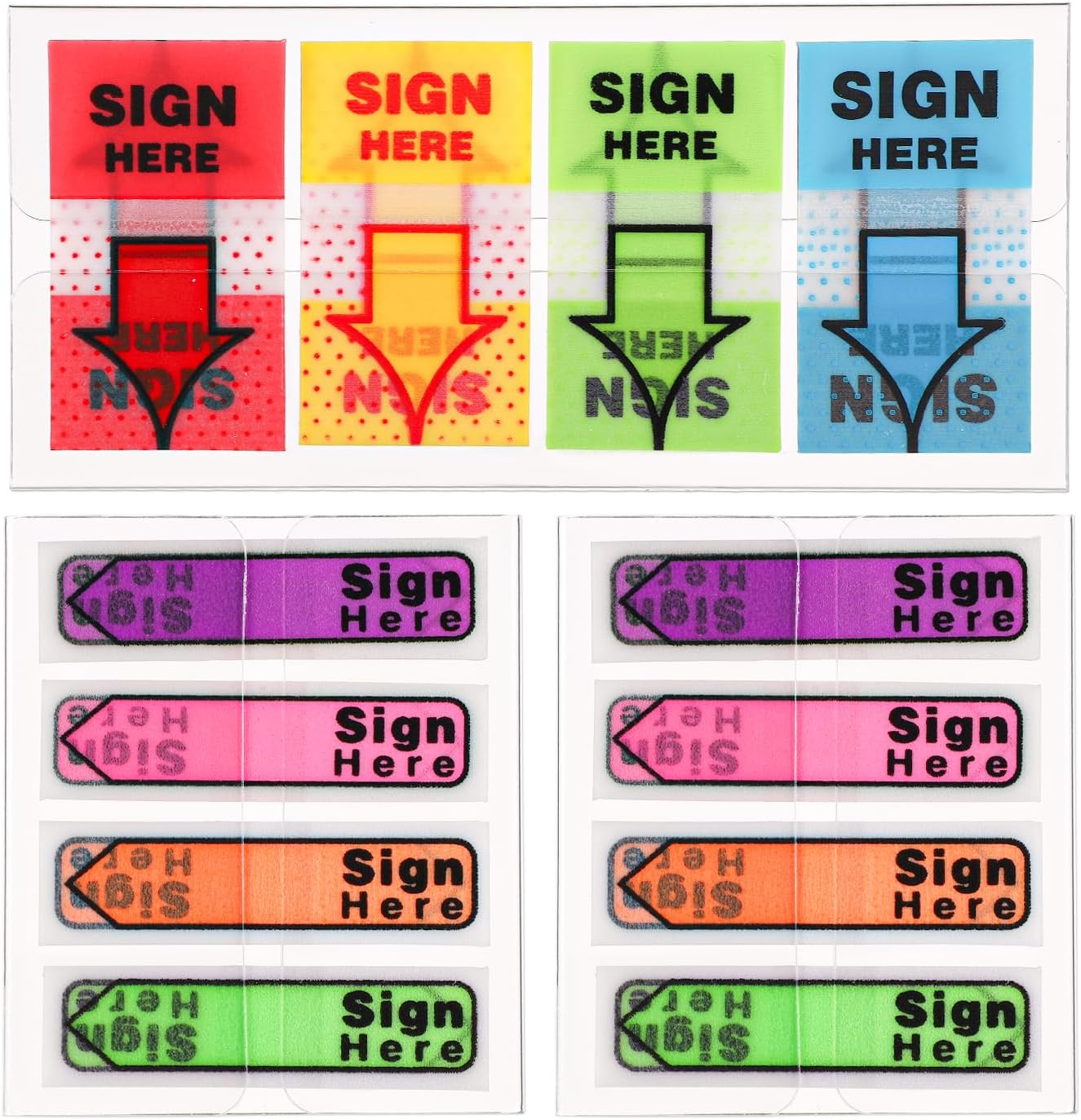 600Pcs/6 Packs Sign Here Tabs, Arrow Labels Stickers Sign Here Flags Sticky Signature Tabs Adhesive Message Post Tags for Documents Notebooks Home Office School Supplies (Red 2)