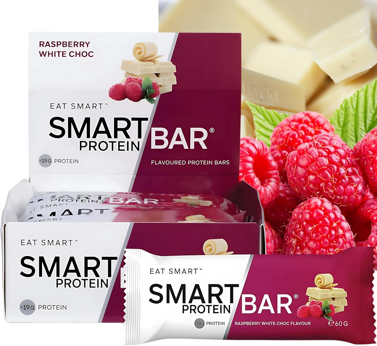 Smart Bars Protein Bar - Raspberry White Choc, 12 X 60 G | 18.5 G High Protein Snack, Keto Friendly, Nutritional, Low-Carb, Low Sugar image number 2
