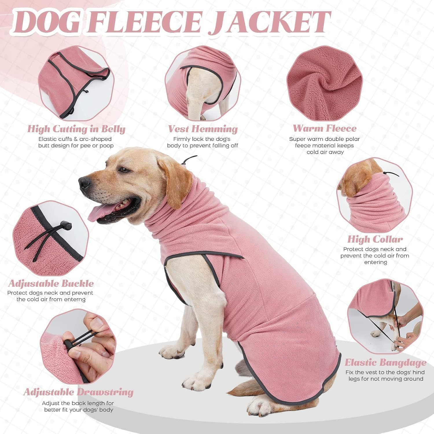 Dog Sweater for Cold Weather, Soft Dog Vest, Snow Coat for Dogs, Dog Pullover, Dog Winter Clothes for Small Medium Dogs Blue (Pink, L) image number 4