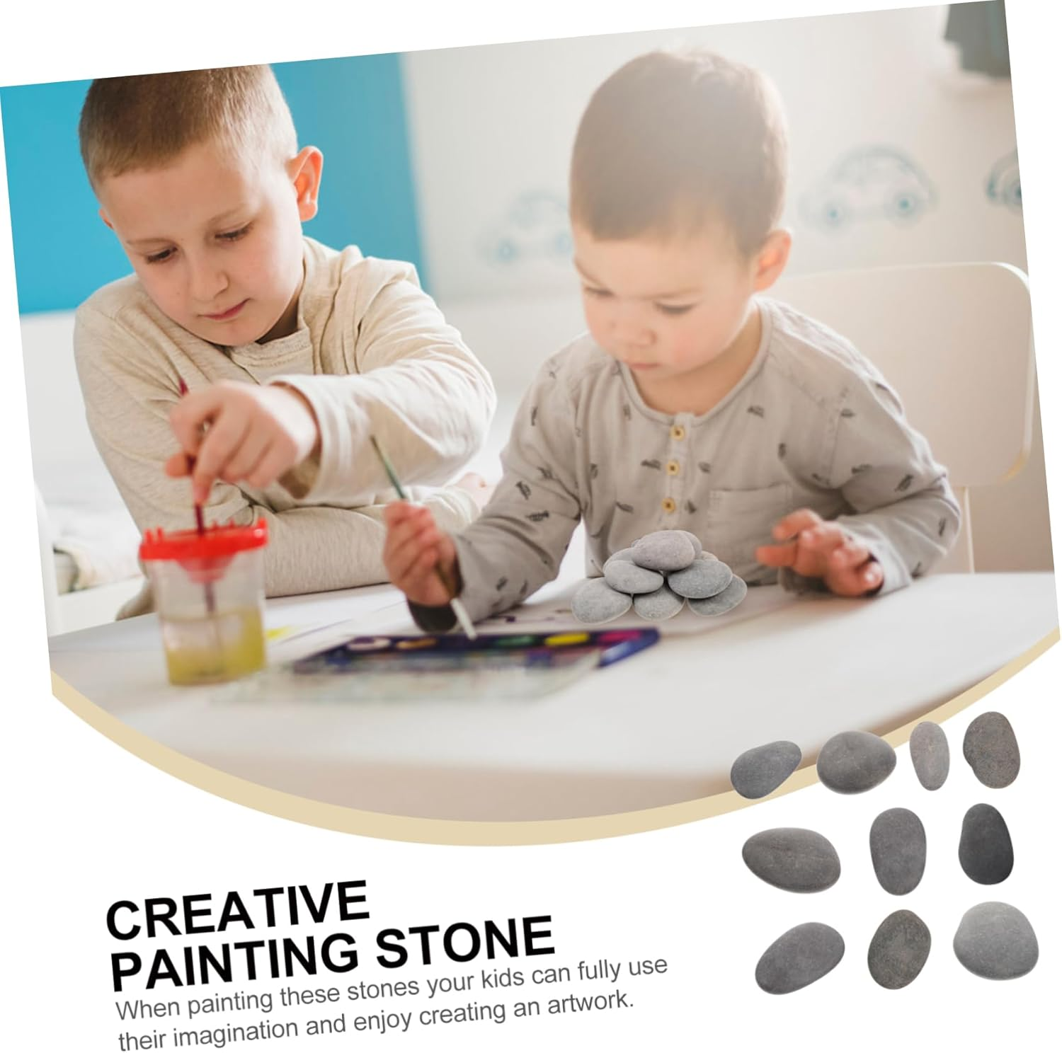 10Pcs DIY Painting Stones for Kids - Creative Flat Rocks for Crafting Safe and Smooth Pebbles for Indoor and Outdoor Decor image number 6