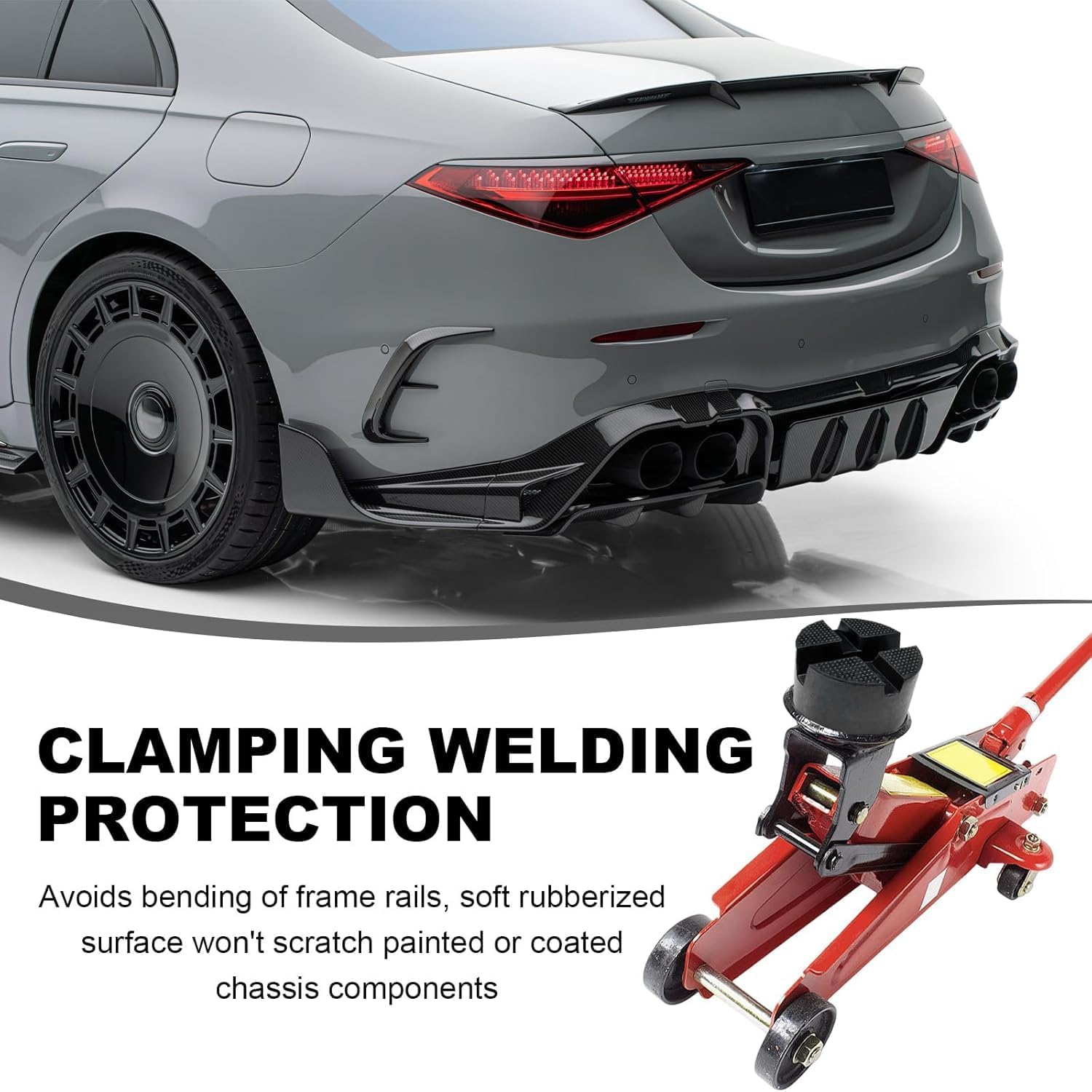 Floor Jack Rubber Pad DIY Car Universal Cross Groove Jack Pad Adapter Pinch Weld Side Frame Rail Protector Puck Pad Pinch Weld Stand Adapter Side Lifting Disk Jacking Tool Floor Support image number 5