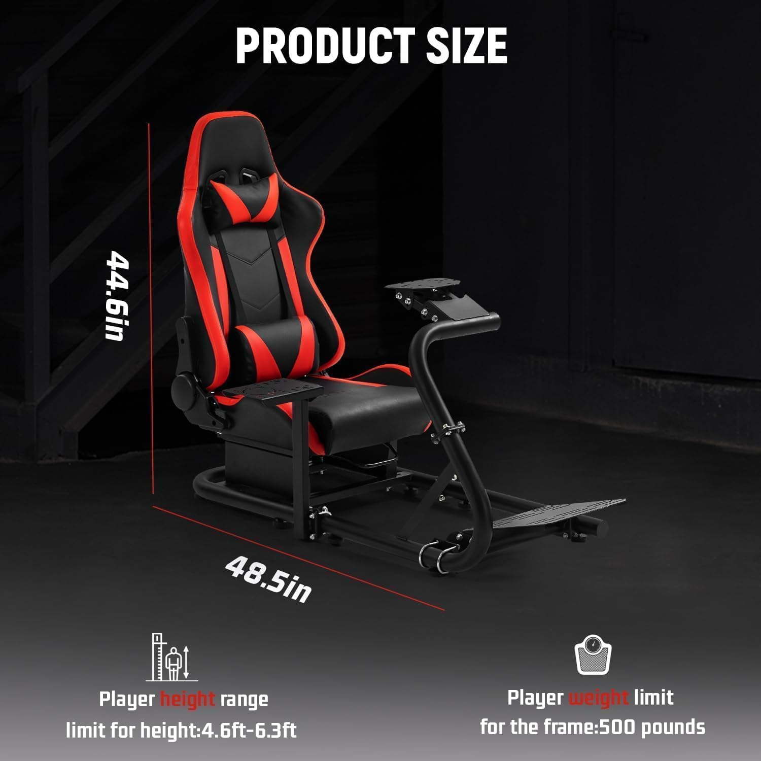 Dardoo Racing Simulator Cockpit Game Seat Red,Adjustable Frame and Seat Fit for Logitech G25 G27 G29 G920 G923, Thrustmaster T300, Fanatec, Steering Wheel Stand without Wheel,Handbrake and Pedal image number 5