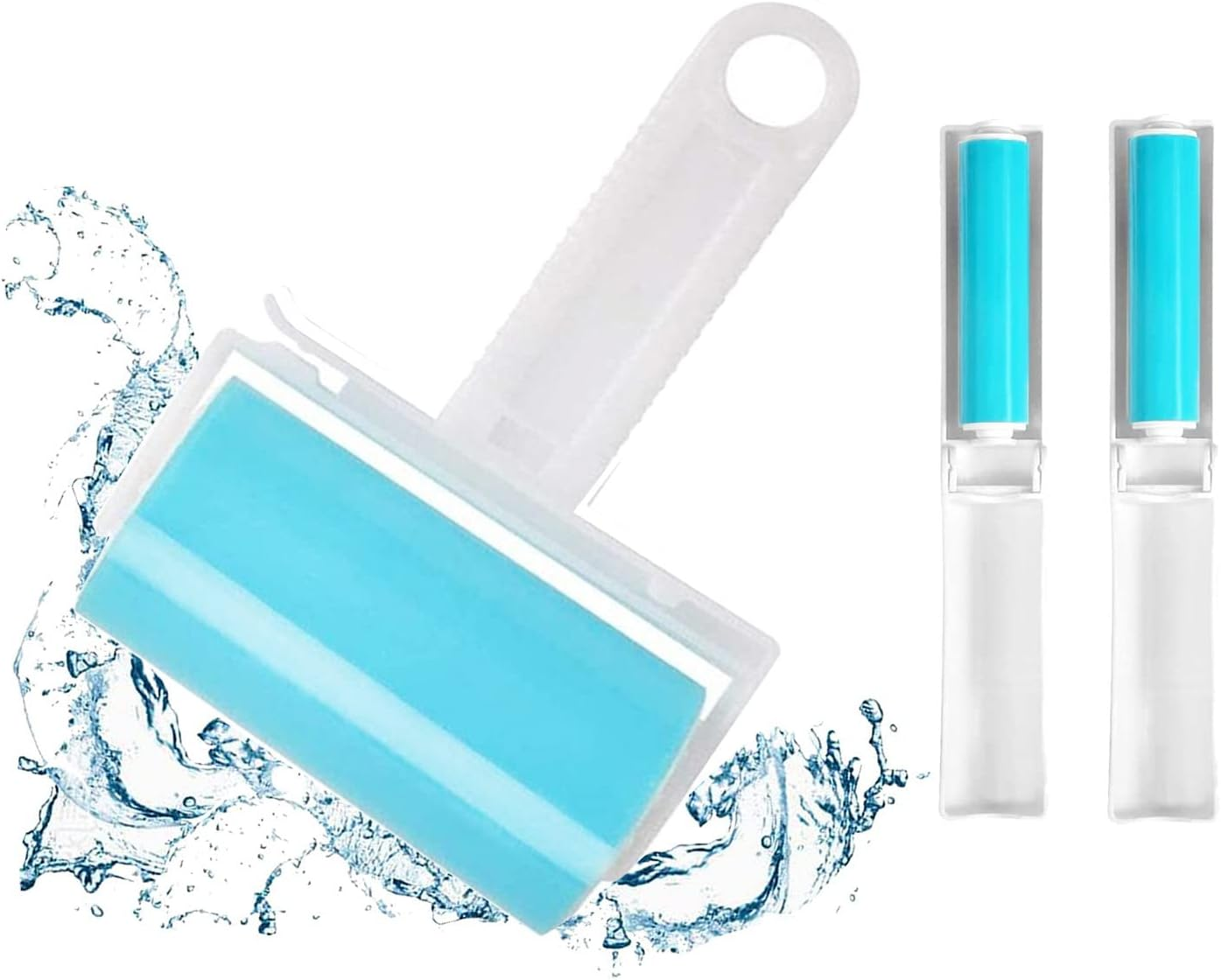 Sticky Lint Roller 3 Pack, Reusable&Washable Lint Roller Pet Hair Remover Include Large and Small Size Cleaner for Clothes, Pet Hairs, Carseats image number 5