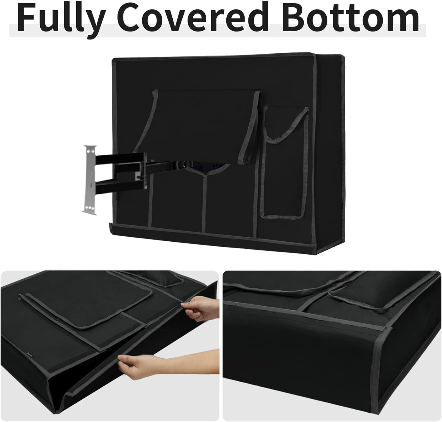 EZONEDEAL Outdoor TV Cover Heavy Duty Oxford Waterproof Dustproof anti UV Durable Patio outside Television Cover TV Screen Full Protector Covers-Black (Black 55-58 Inch)