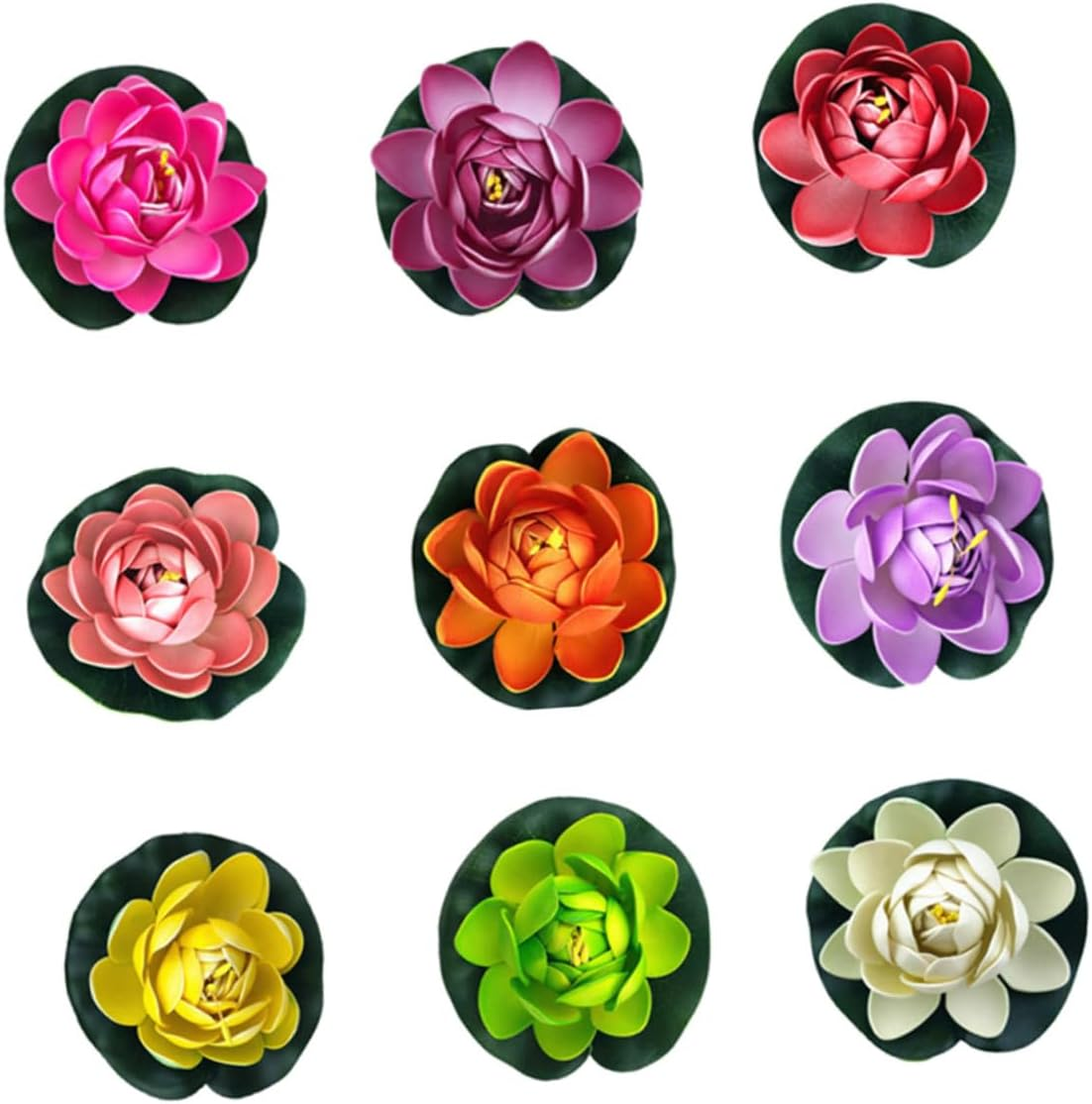 9Pcs Artificial Lotus Flower Floating Candle Water Lily Night Lamp for Pool Fish Tank Pond Simulation Floating Flowers 11Cm image number 5