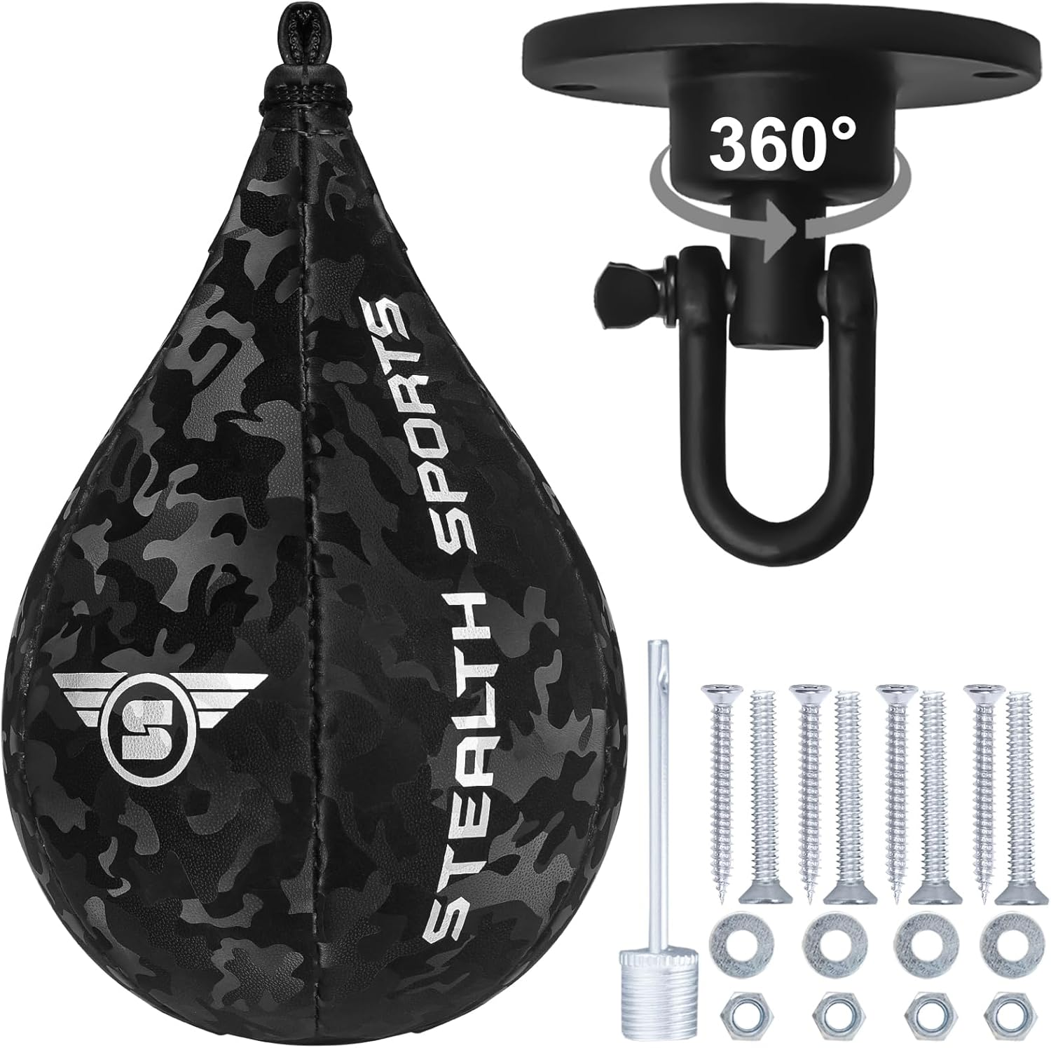 Speed Ball Boxing &ndash; MMA Speed Bag & Hanging Swivel Kit for Boxing Training &ndash; Punching Bag for Muay Thai, Kickboxing, Martial Arts, Reflex and Speed Training Striking Bag