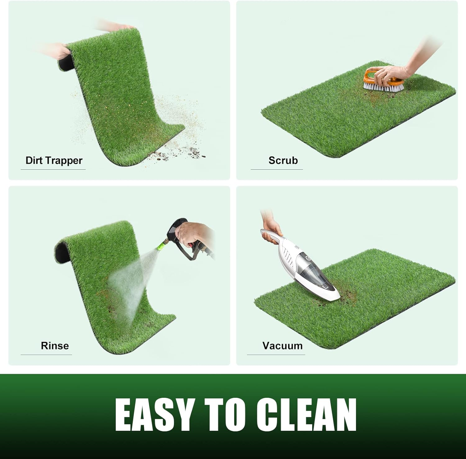 TREETONE Artificial Grass Door Mat, Thick Turf Grass Indoor/Outdoor Rug, Perfect for Entryway, Patio Lawn Synthetic Doormat, Dog Realistic Grass Mats, 24X35 Inches image number 6