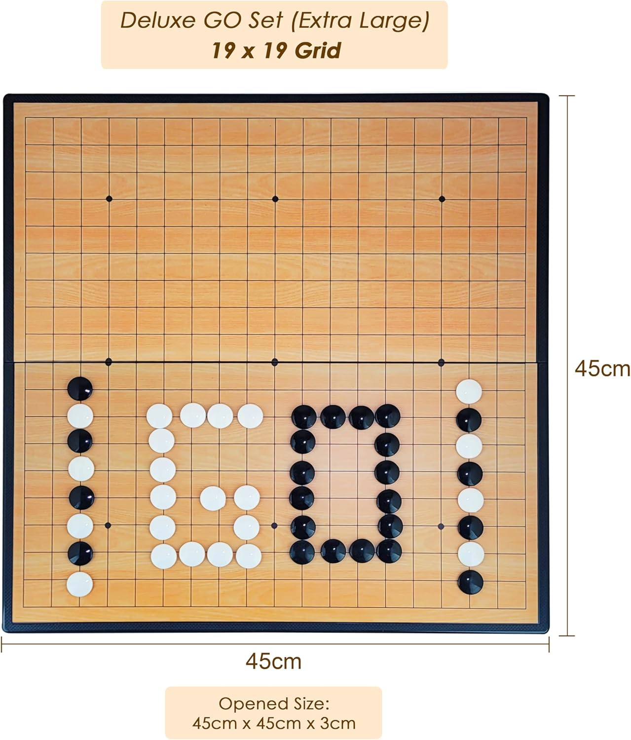 Extra Large GO Game Set, 45Cm X 45Cm Folding Board 19 X 19 Grids 361 Magnetic Pieces Portable Large Weiqi image number 2