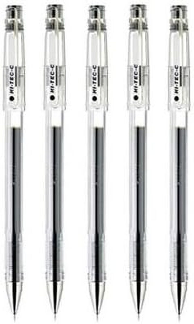Pilot Hi-Tec-C 04 Gel Ink Pen, Ultra Fine Point 0.4Mm, Black Ink, LH-20C4, Value Set of 5