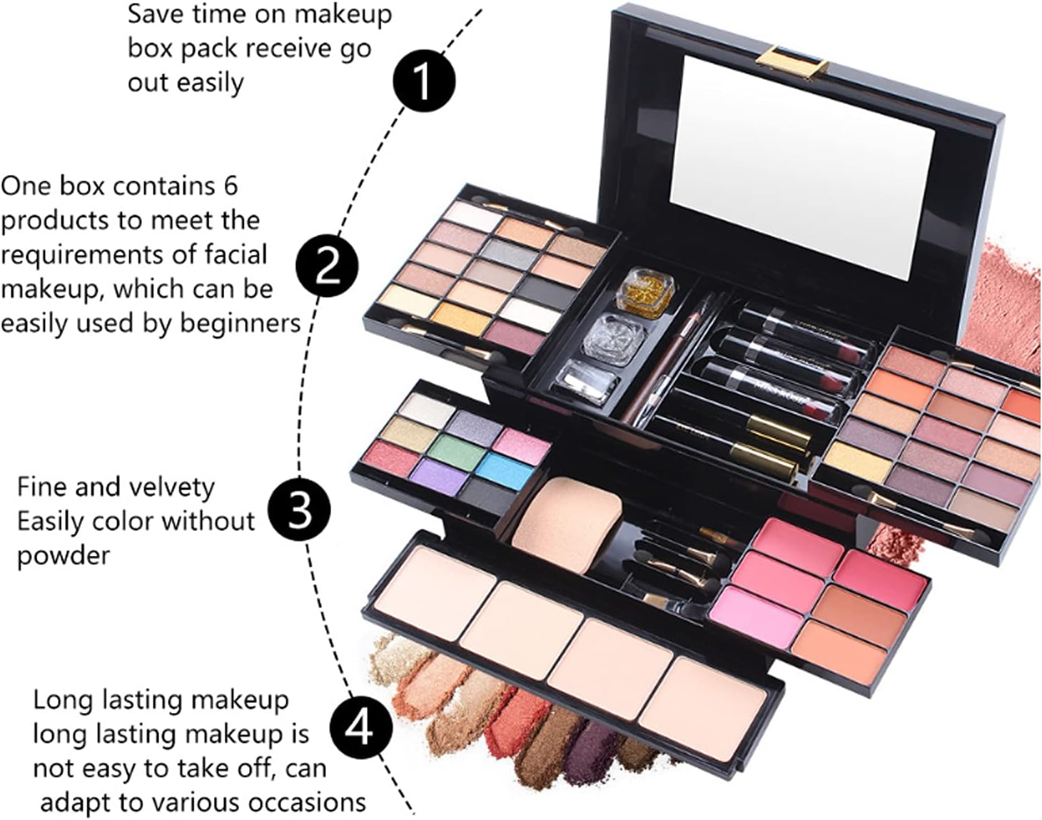 Roseflower 39 Colors Cosmetic Palette, All-In-One Makeup Kit, Essential Starter Set for Beginners or Pros, Includes Eyeshadow, Lip Gloss, Blusher, Eyeliner, Mascara image number 1