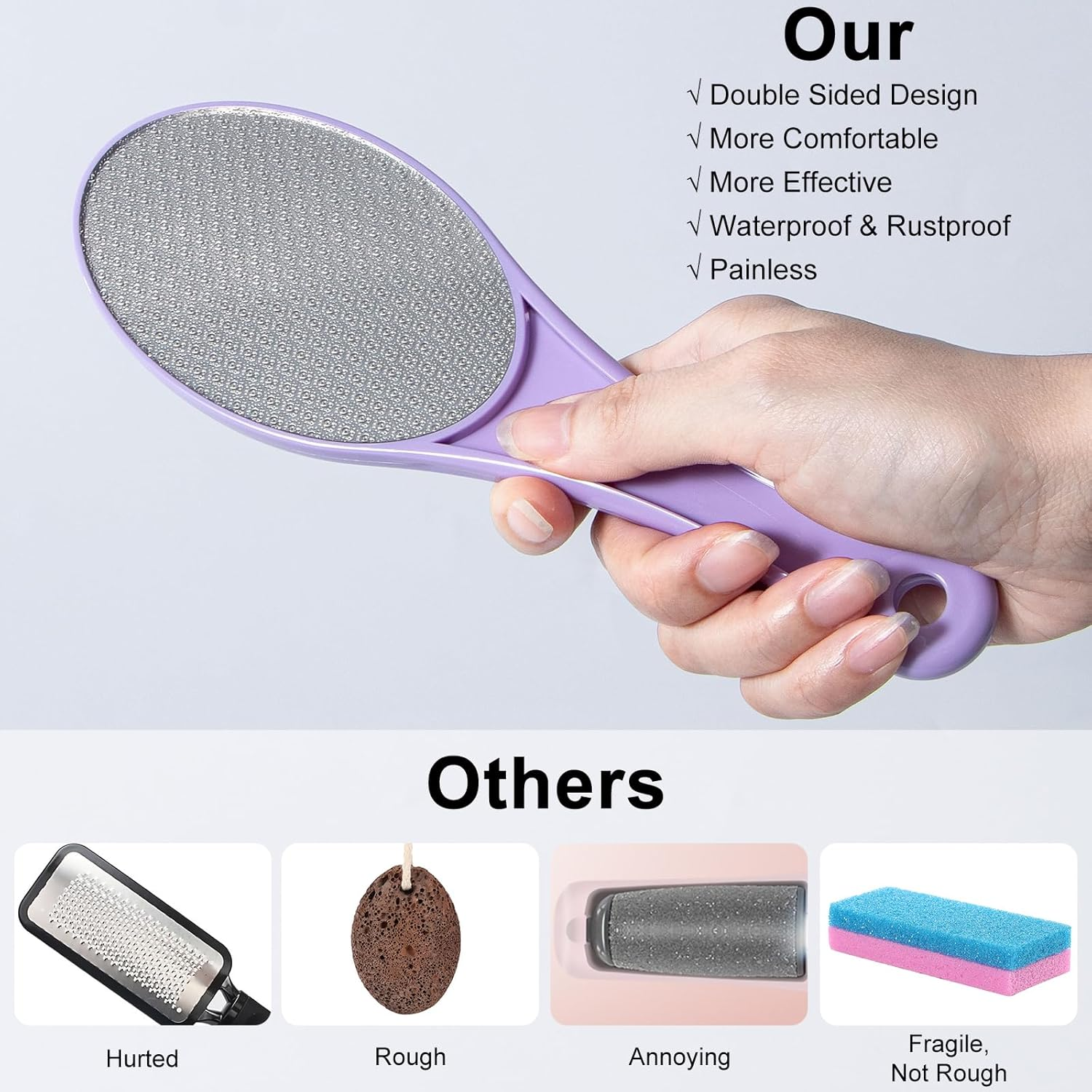 Nano Glass Foot File Callus Remover, 2 Pack Hard and Dead Skin Remover for Feet, Double Sided Foot Scrubber Hygienic Pedicure Tool, Hair Eraser for Softer and Smoother Feet Hands, Blue Purple image number 1