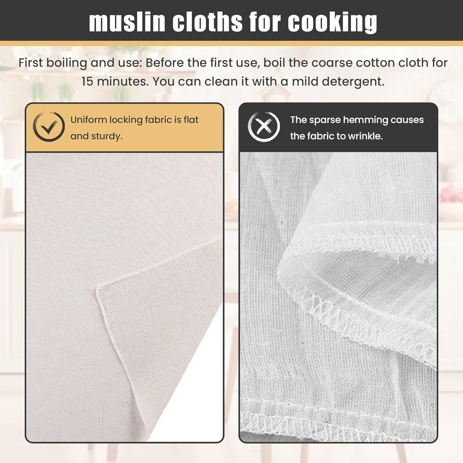 Muslin Cloths for Cooking, Pack of 5 (50X50CM), Unbleached, Cotton Reusable and Washable Cheese Cloths for Straining image number 1