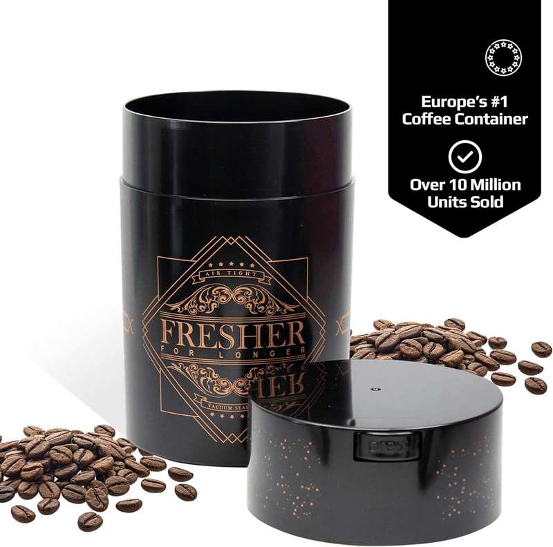 Coffeevac 1LB &ndash; Patented Airtight Container | Multi-Use Vacuum Container Works as Smell Proof Containers for Ground Coffee and Coffee Bean Containers. Black with Gold Logo image number 4