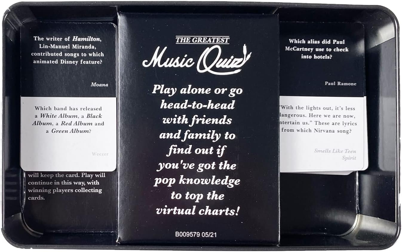 Lagoon the Greatest Music Quiz Tinned Card Game &ndash; 200 Questions, Sand Timer, Fun for 2+ Players, Perfect for Music Lovers, Family Game, Great Gift Idea image number 4