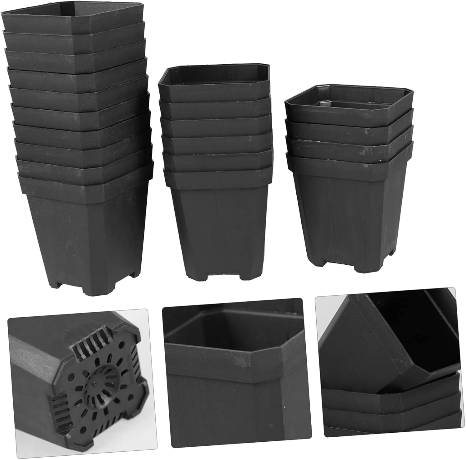 20Pcs Black Succulent Starter Pots Nursery Planters for Gardening and Seedling Propagation Outdoor Small Plant Containers - White image number 4