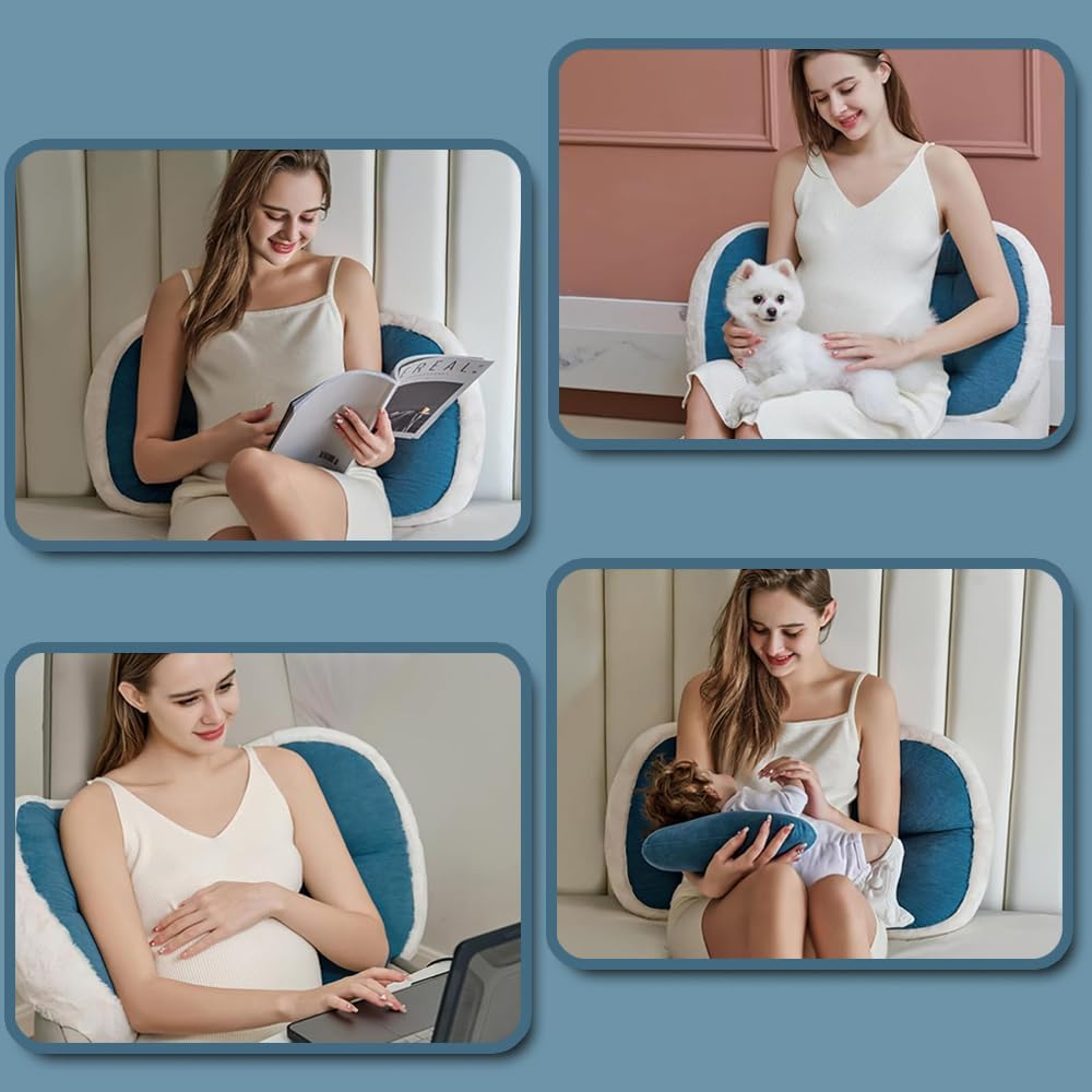 Pregnancy Pillow, Pregnancy Cushion for Sleep, Faux Fur Luxury Maternity Pillow Support for Pregnant Women, Pregnancy Must Haves, Side Sleeper Pillows, Blue image number 4