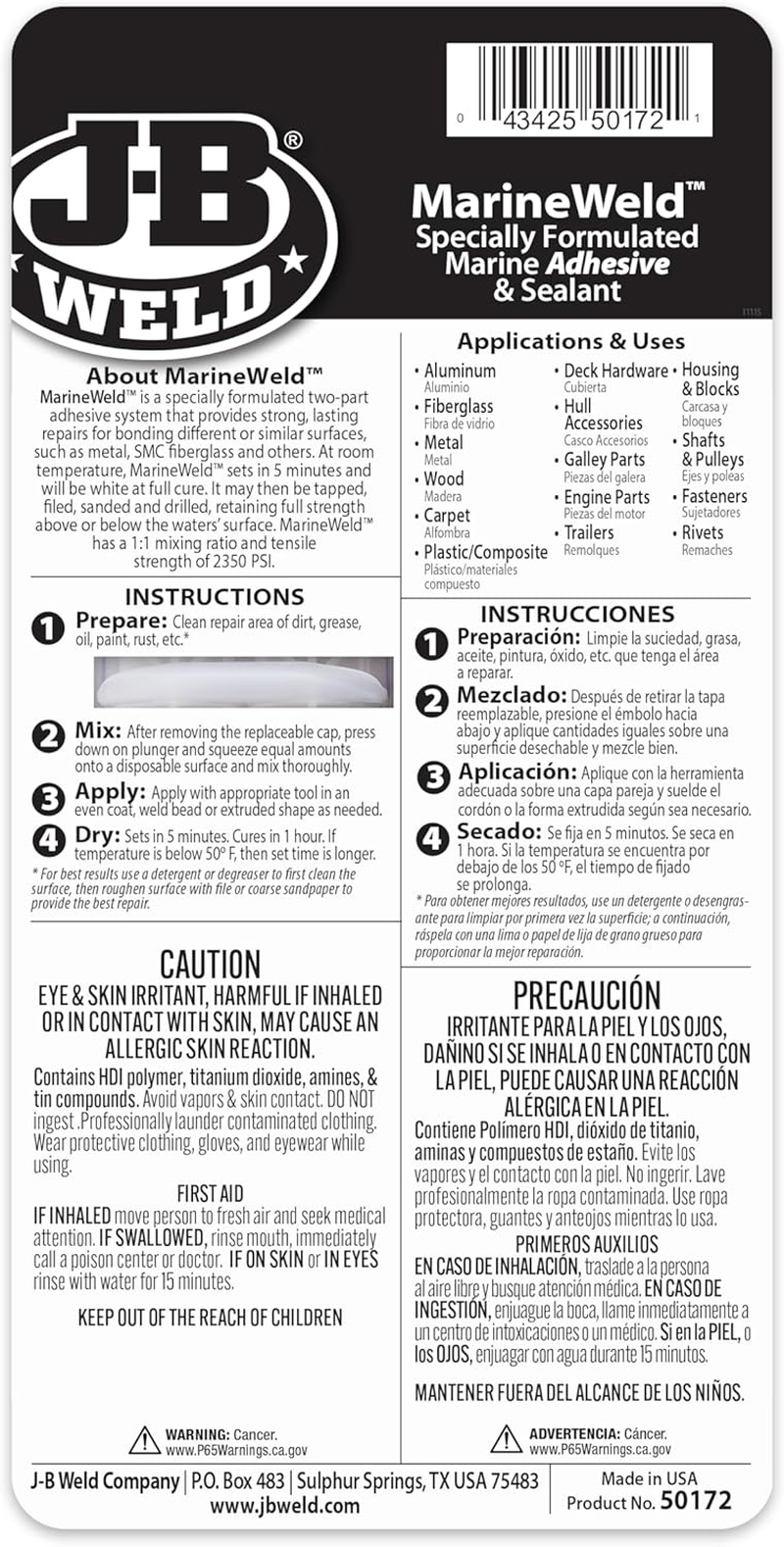 J-B Weld 50172 25 Ml. Marineweld Syringe image number 4