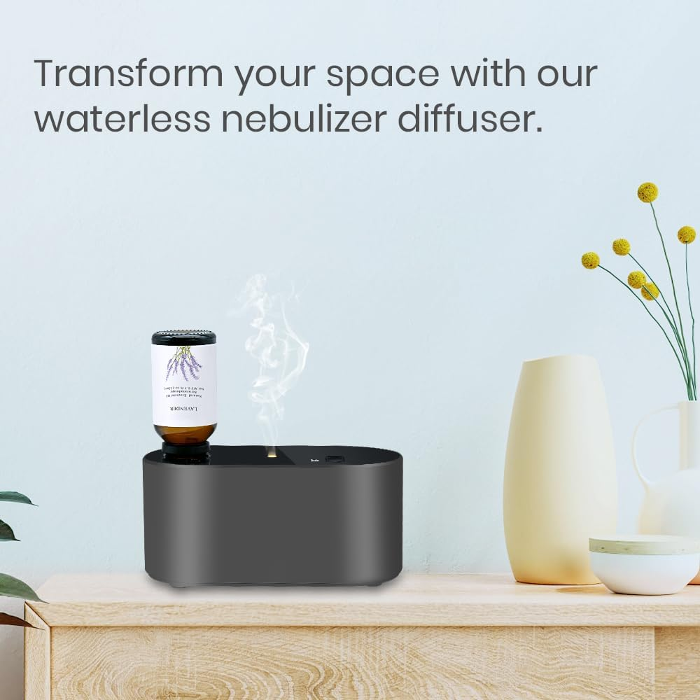 SOICARE Cordless Rechargeable Waterless Diffuser for Essential Oils, Battery Operated Wireless Portable Nebulizing Essential Oil Diffuser, Scent Diffuser for Home,Room,Office, Hotel Collection(Black) - Black image number 6
