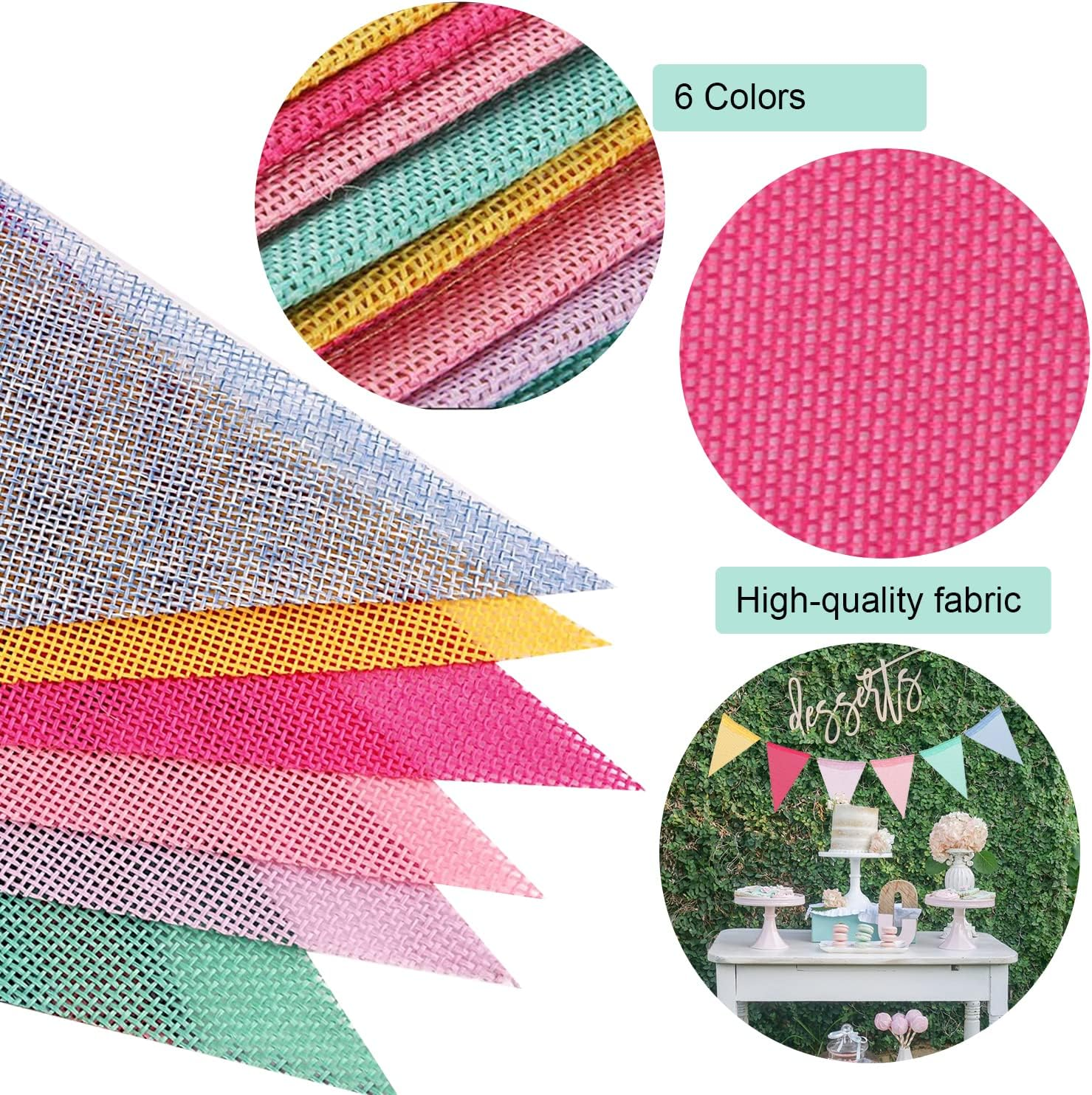 Esteopt Happy Birthday Garland, Bunting Banner, Multicolor, 2M X 2M, 3 Sets, Jute, Indoor/Outdoor, Perfect for Birthdays, Weddings, Baby Showers, Christmas image number 3