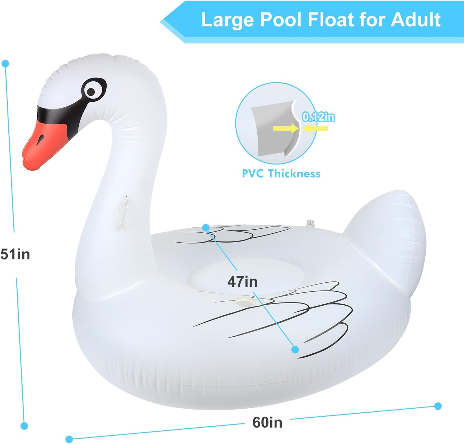 Big Flamingo Pool Floats Solar Powered Swan Pool Floats Adult W/Led Color Changing Lights, 69'' Large Inflatable Pool Floaties W/Cup Holder, Turtle Lake Float Lounger image number 3