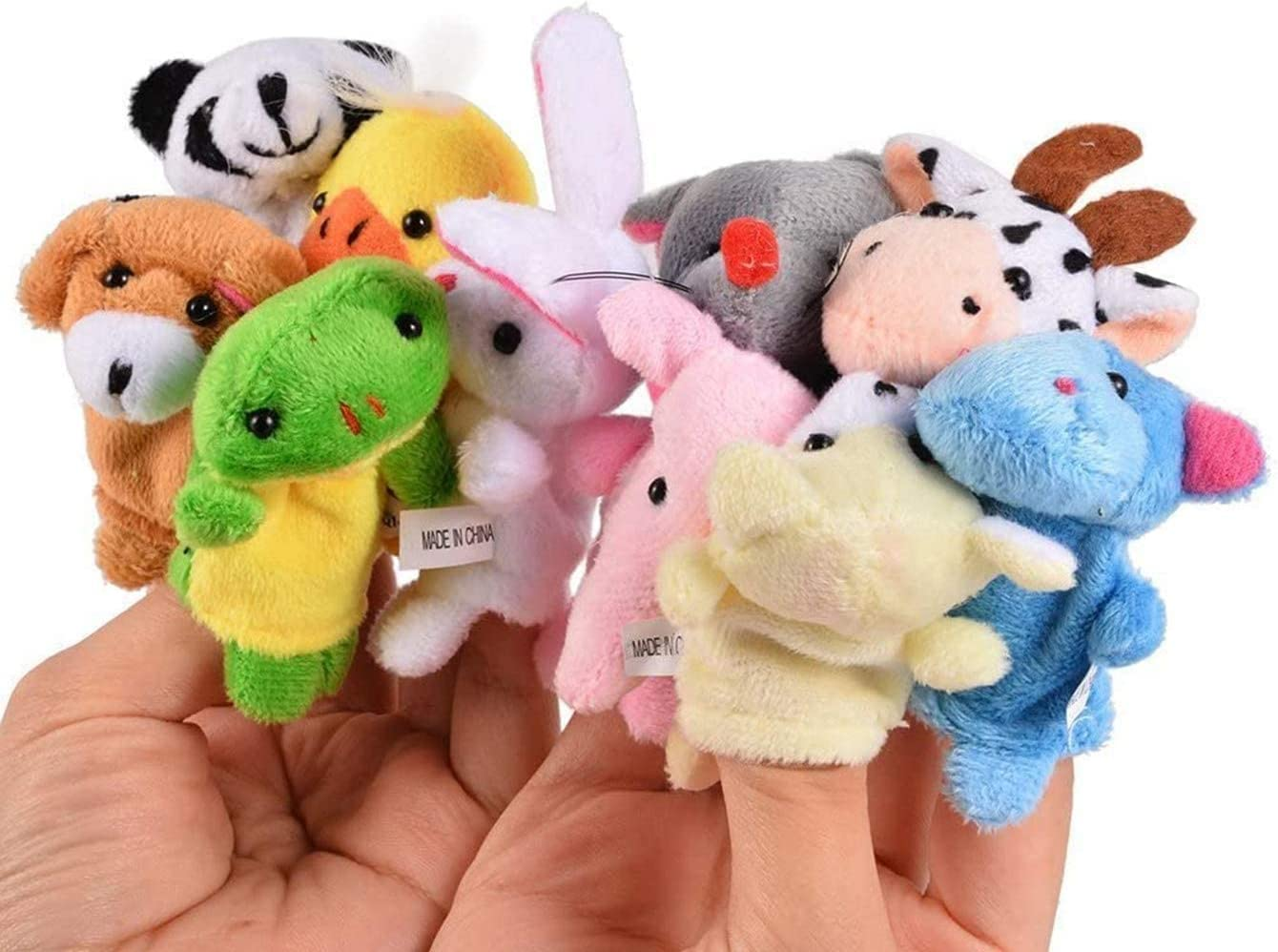 Animal Finger Puppets Set (10PCS), Velvet Animal Finger Puppets for Toddlers, Velvet Cute Cartoon Hand Animals Style Educational Toys Cloth Velvet Puppets Doll Mini Animals Zoo Babies Storytime Toy
