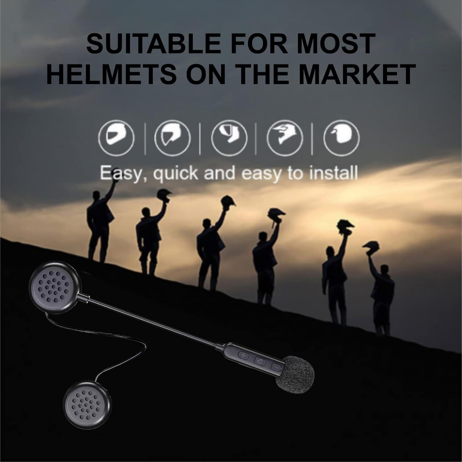 Motorcycle Helmet Bluetooth Headset with Bluetooth 5.0 Ultra-Thin Wireless Helmet Earphone Hands Free Music Call Control Waterproof Helmet Speaker for Motorbike Sport Cycling/Skiing/Riding