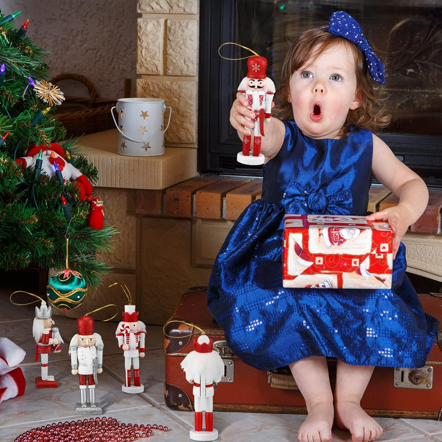 10 Pcs Christmas Nutcracker Ornaments Wooden Nutcracker Hanging Decorations 5 Inch Tall Nutcracker Figures Nutcracker Christmas Decorations Nutcracker Soldiers for Figures Puppet Toy (Red Series) - Gold Series image number 2