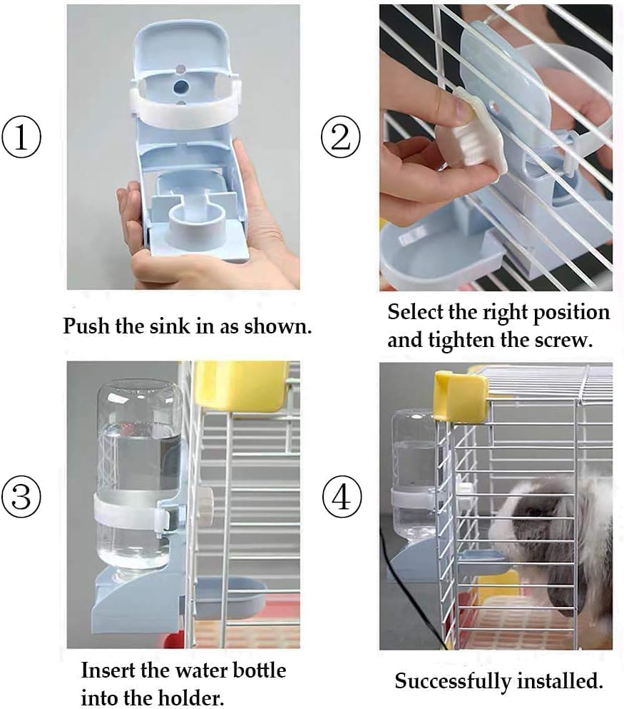 Pet Water Dispenser for Rabbits Automatic Waterer No Leak Water Bottle with Stand Suitable for Bunny Chinchilla Guinea Pig Hedgehog Ferret, Blue image number 5