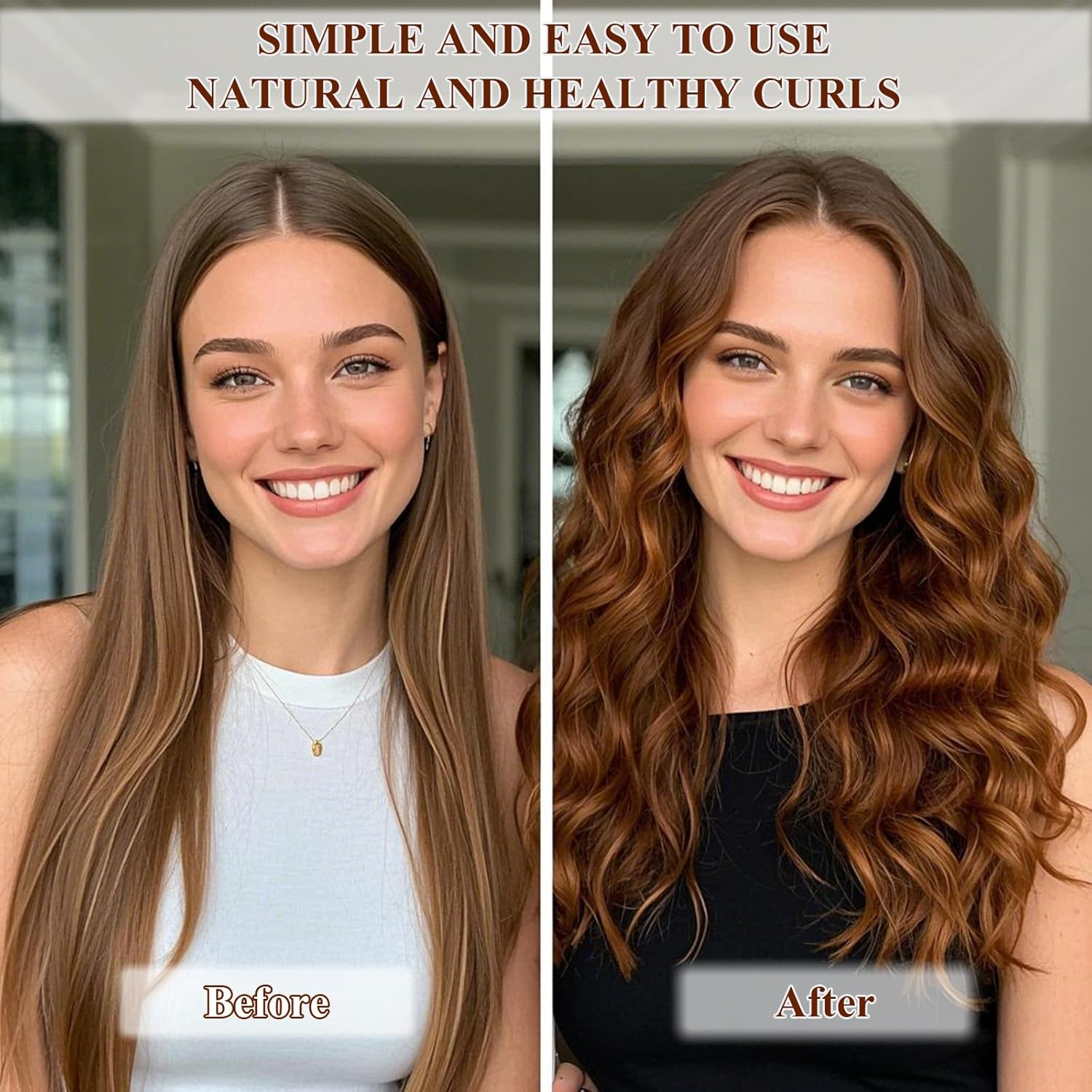 Heatless Hair Curler Headband Creates Heatless Curls and Waves While You Wear (Blue, Medium) image number 3