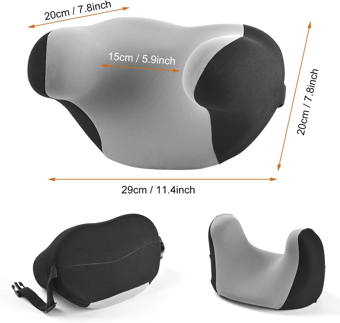 Car Headrest Neck Pillow Comfortable Memory Form Breathable Ergonomic Design Relieving Neck Stiffness and Adjustable Straps for Different Sitting Positing（Black Grey）
