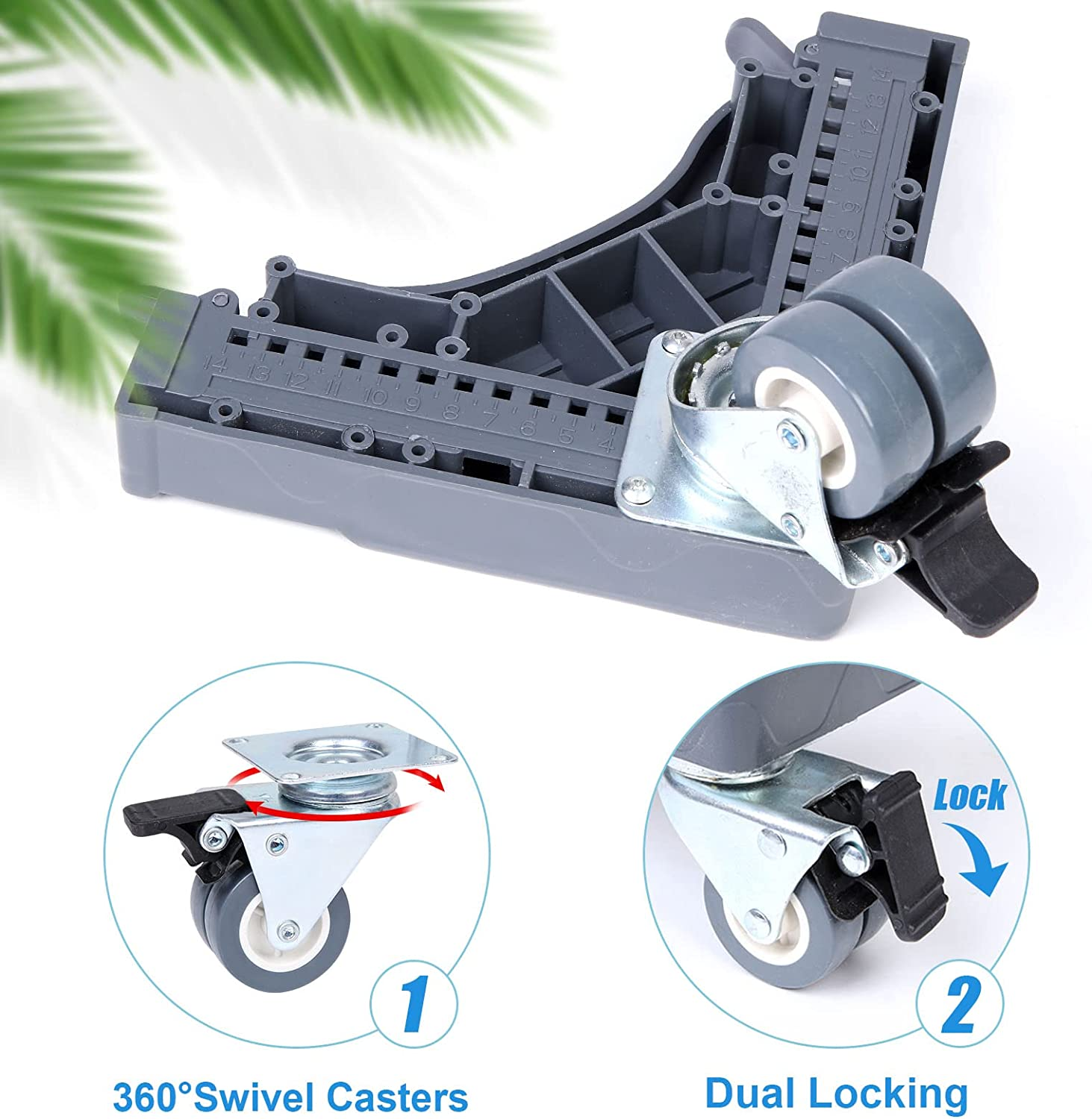 W B D WEIBIDA Adjustable Appliance Dolly Cart with 4 Locking Wheels Small Furniture Mover Mobile Base for Washing Machine, Dryer, Refrigerator and Mini Fridge Stand Moving Cart image number 2