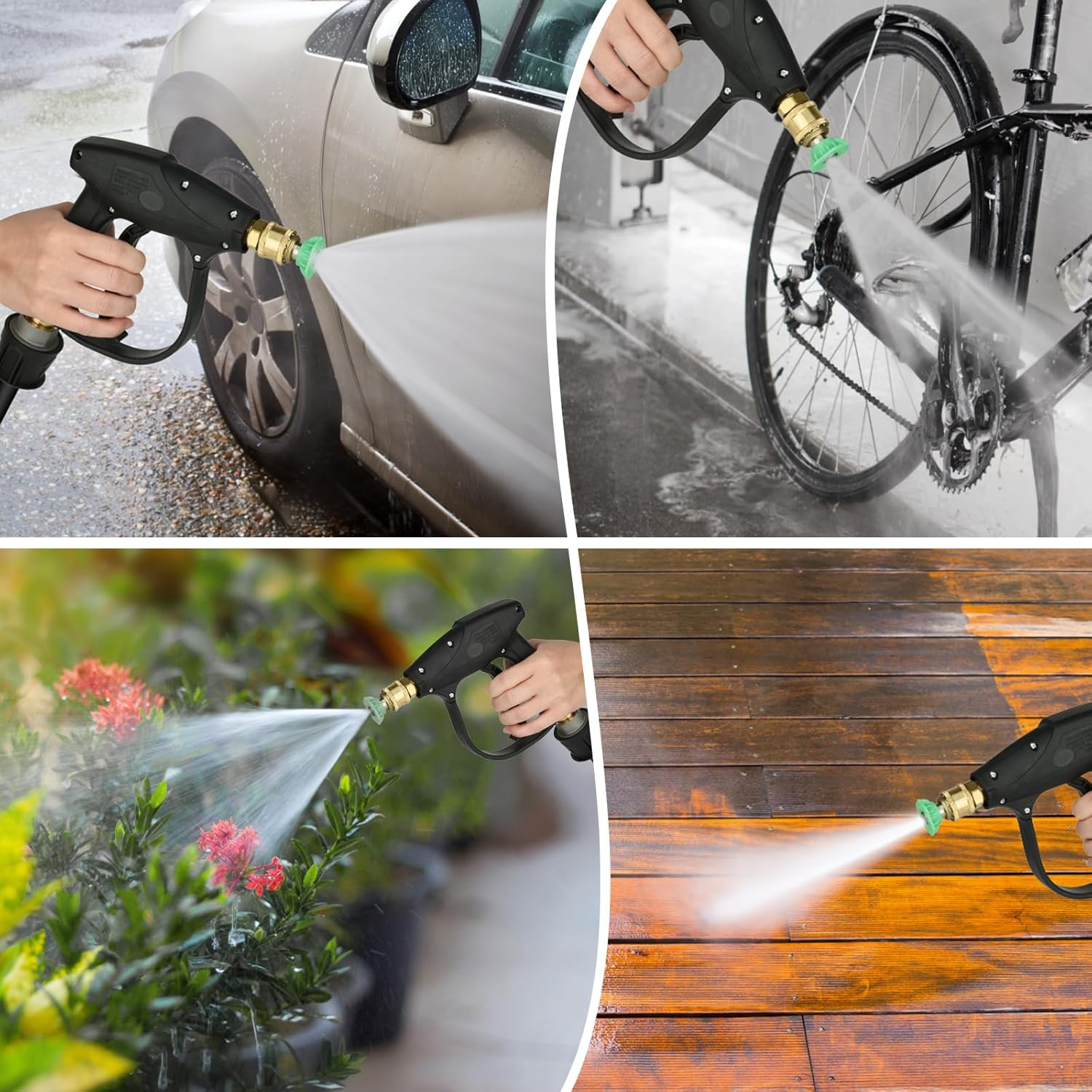 Short Pressure Washer Gun: 4350 PSI High Power Washer Spay Gun with 5 Nozzle Tips, Compatible with 1/4 Outlet Connect Nozzles for Car Wash, Garden, Pool & Home Cleaning Tools image number 4