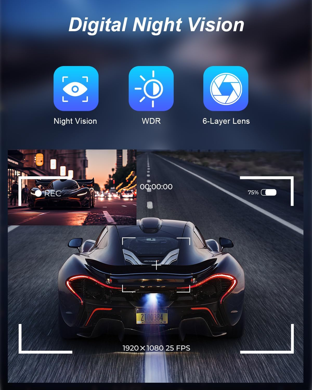 Dash Cam for Cars 2K+1080P Car Dash Camera Recorder 3Inch Screen Dashboard Camera with 64GB Card，170&deg; Wide Angle, Super Night Vision, WDR, Loop Recording, Parking Monitor, G-Sensor, Motion Detection image number 2
