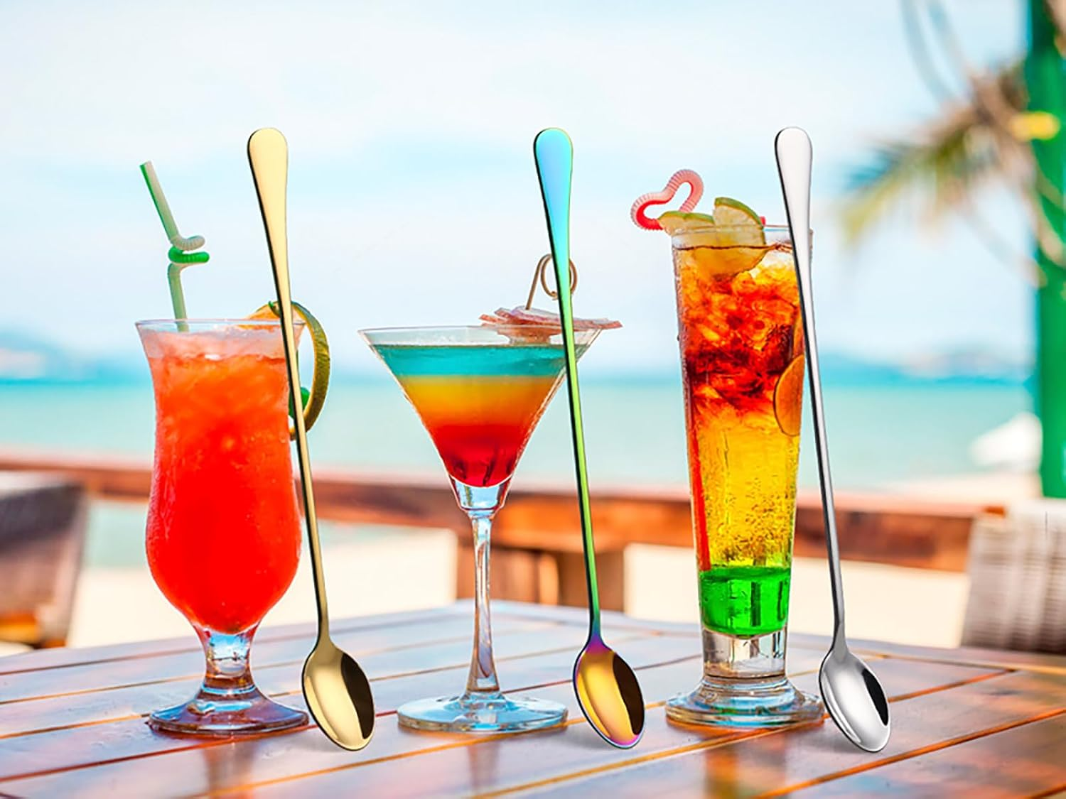 Long-Handled Ice Tea Spoon, Cocktail Stir Spoons, Stainless Steel Coffee Spoons, Ice Cream Scoop Set of 8 image number 3