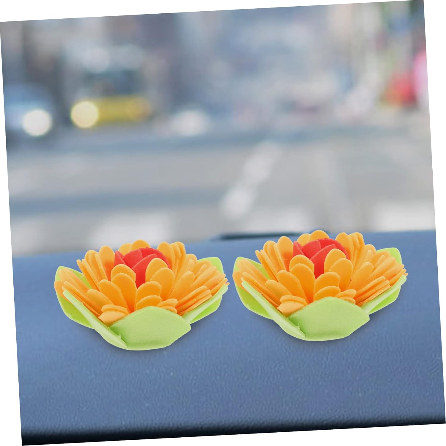 Amosfun 50Pcs Mini Aromatherapy Flower Diffuser Heads Yellow Pe Foam Essential Oil Diffusers for Desk Air Freshener for Bathroom and Office Use