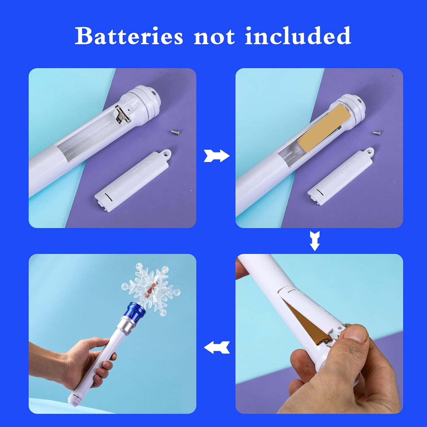 Light up Frozen Snowflake Wand- Snowflake Spinning Wands,Magic Wand Rotating Toy for Girls and Boys, Magic Princess Sensory Toys,Christmas & Birthday Gift (Blue) - Red+Blue image number 5