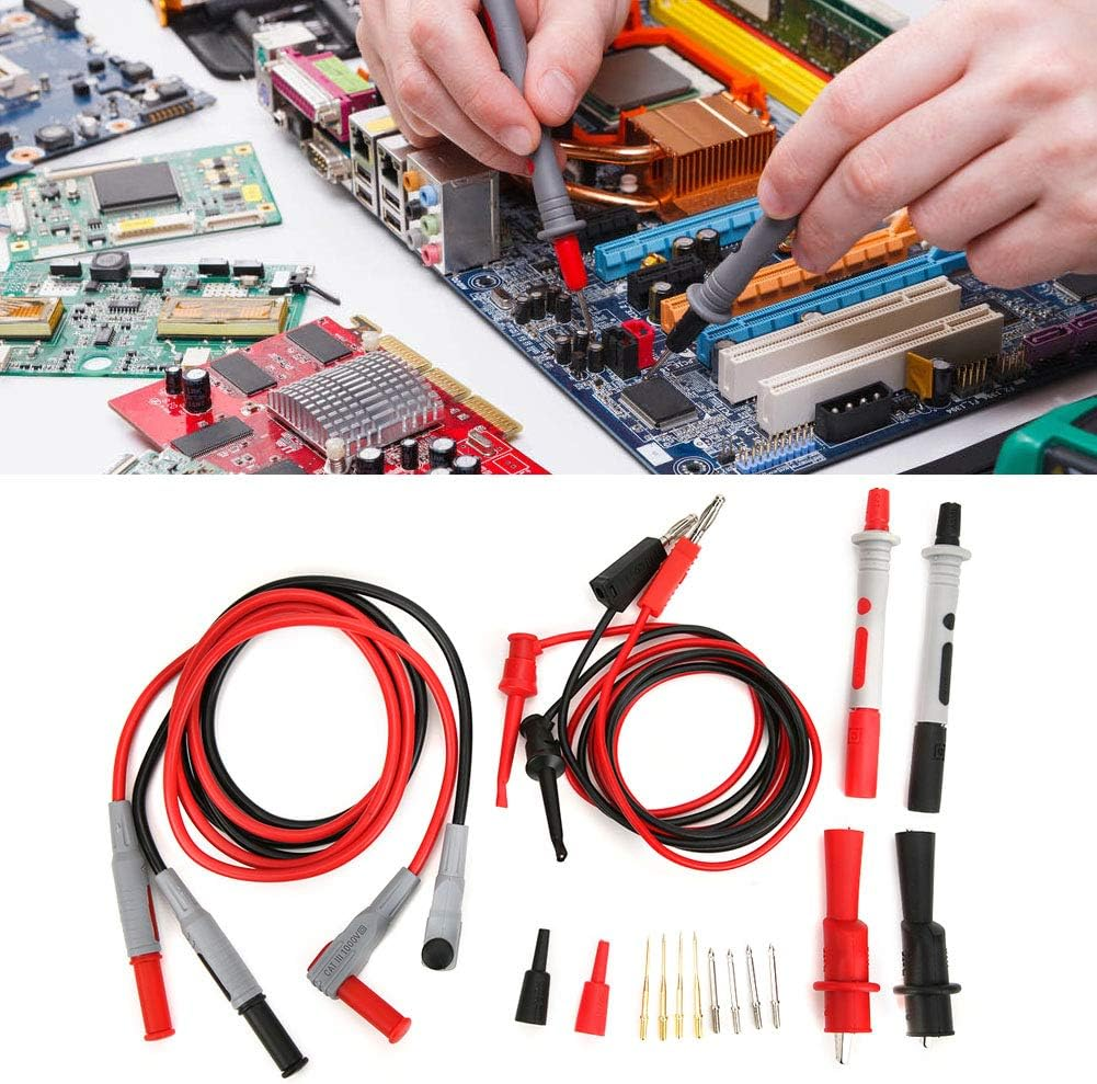 P1308B Test Probe Kit,Heat and Cold Resistant Banana Plug Test, Test Kit Banana Plug to Test Hook Cable Probe Test Clip Set for Multimeter image number 4