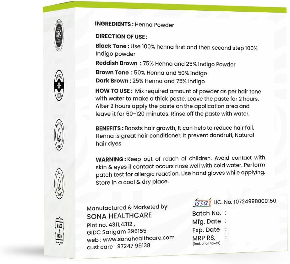 Pure Henna Powder for Hair Colour Mehandi for Hair, 200 Gm Green image number 4