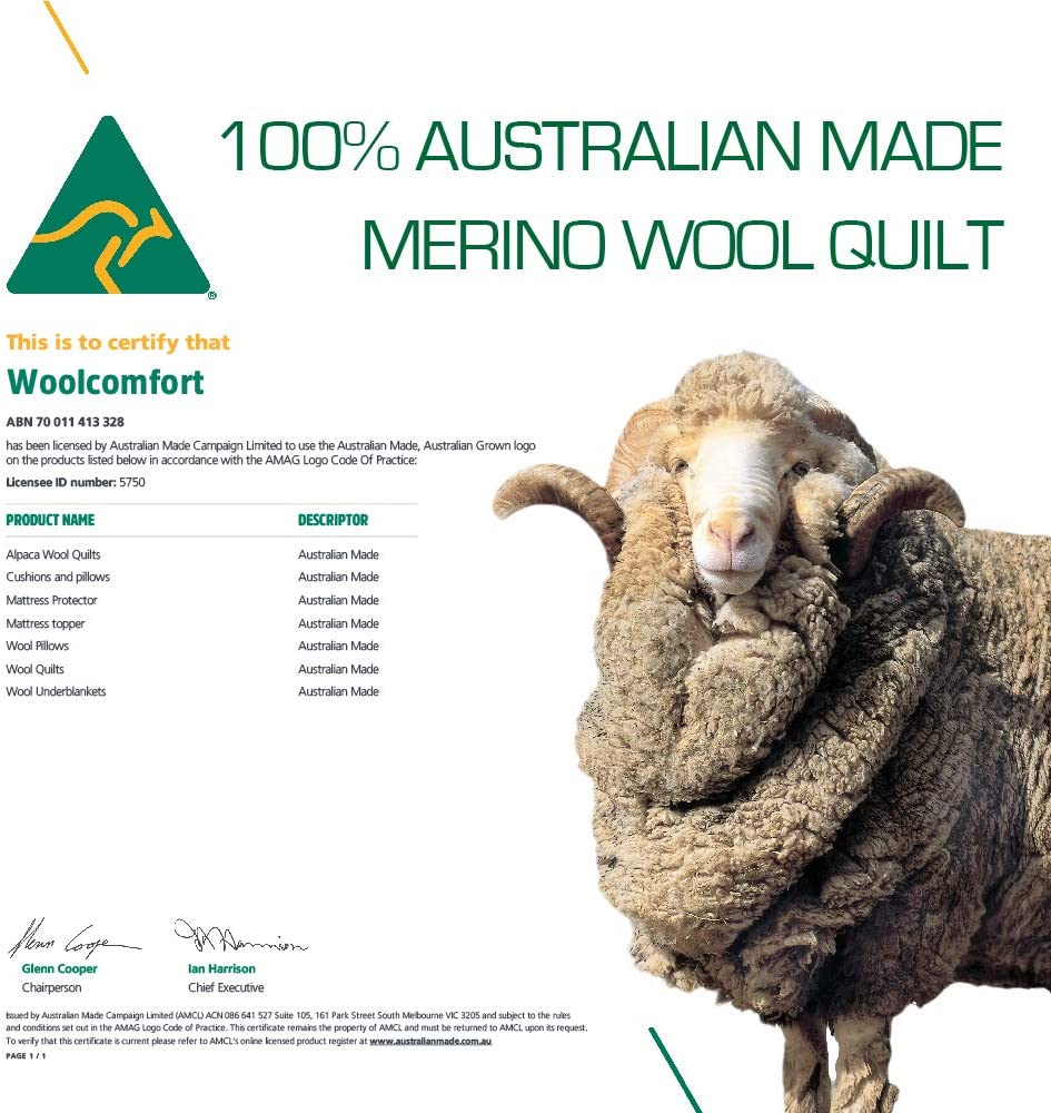 Australian Made Washable Merino Wool Quilt/Doona/Duvet 350GSM Light Weight (210X210Cm Queen) image number 2