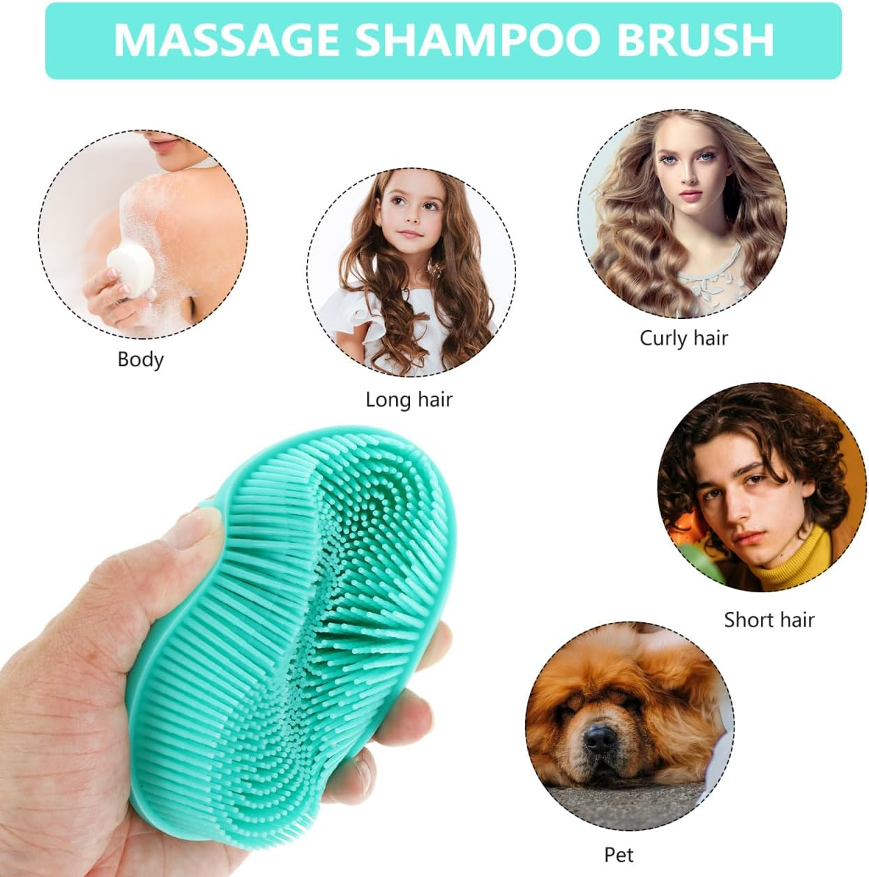 HEALLILY Silicone Body Bath Brush Cap Brush Soft Hair Massage Brush Hair Scalp Massager for Newborns Toddlers Kids Shower image number 1